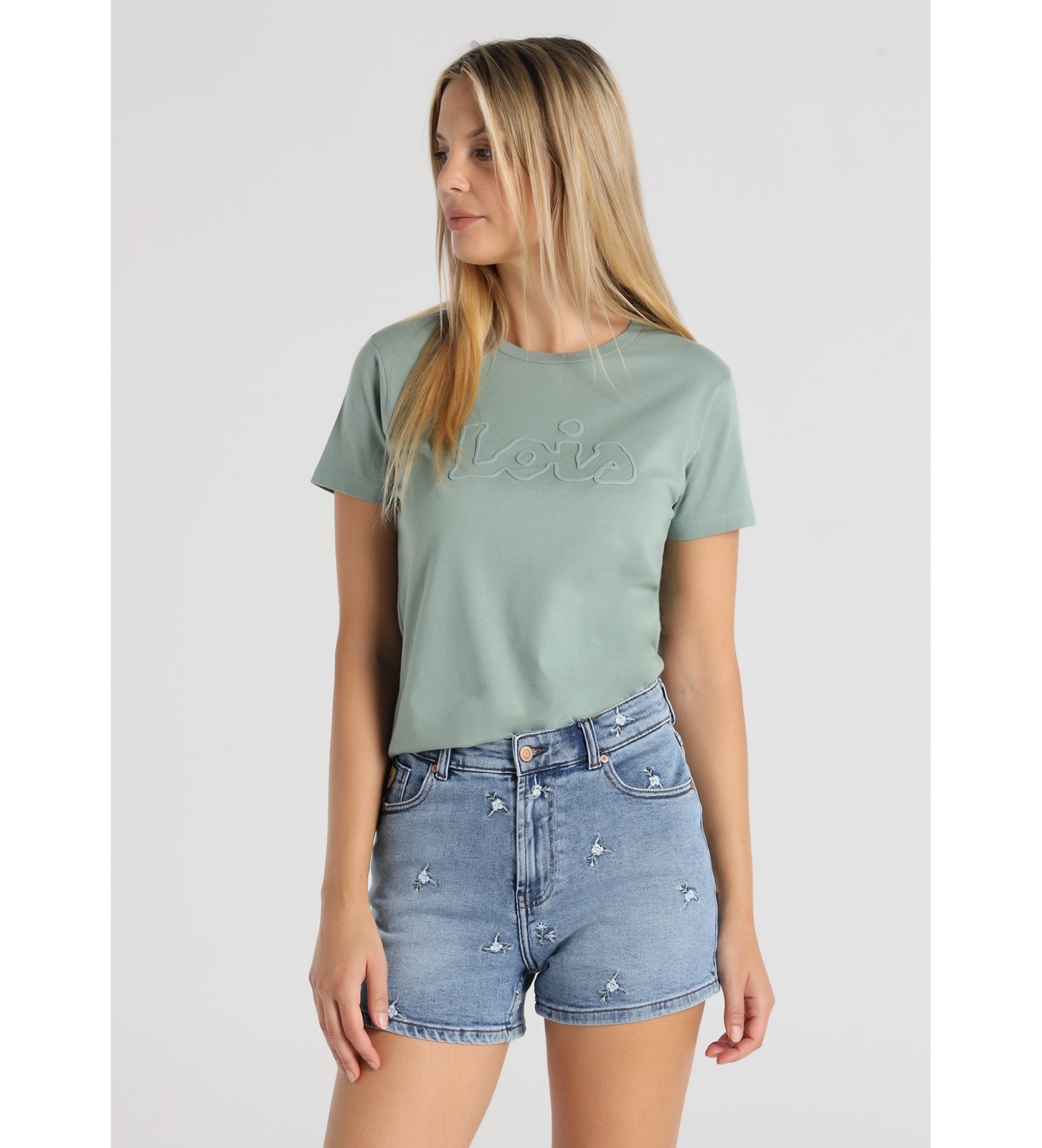 Lois Jeans Blaue Freiheit bestickte Denim-Shorts
