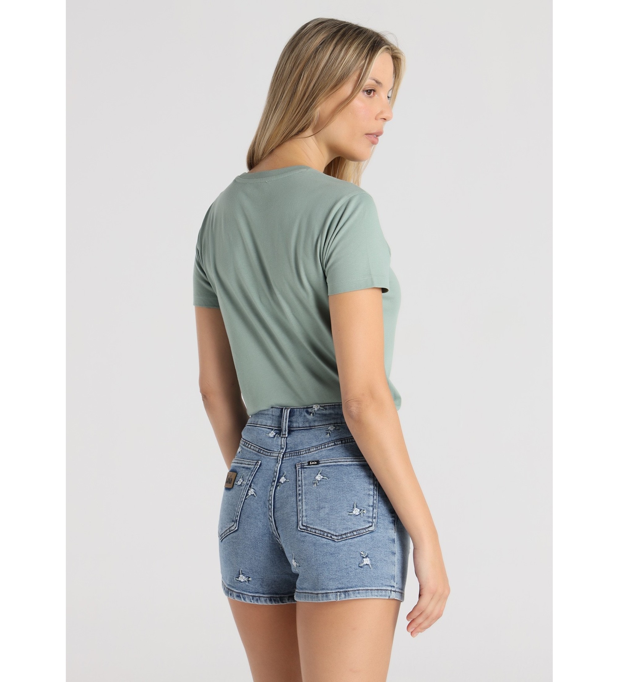 Lois Jeans Blaue Freiheit bestickte Denim-Shorts