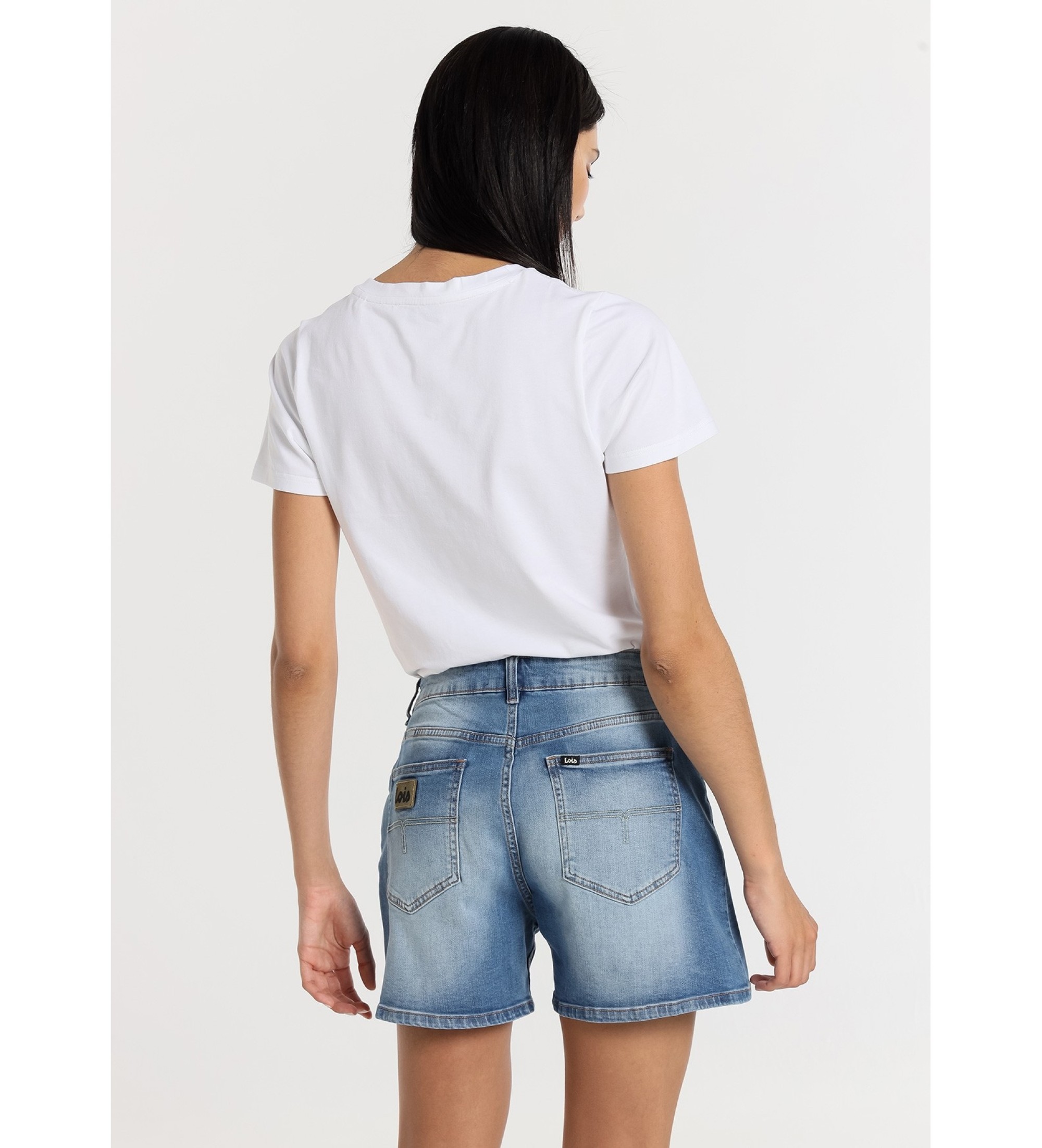 Lois Jeans Dżinsowe szorty mom fit - Niebieskie długie spodnie
