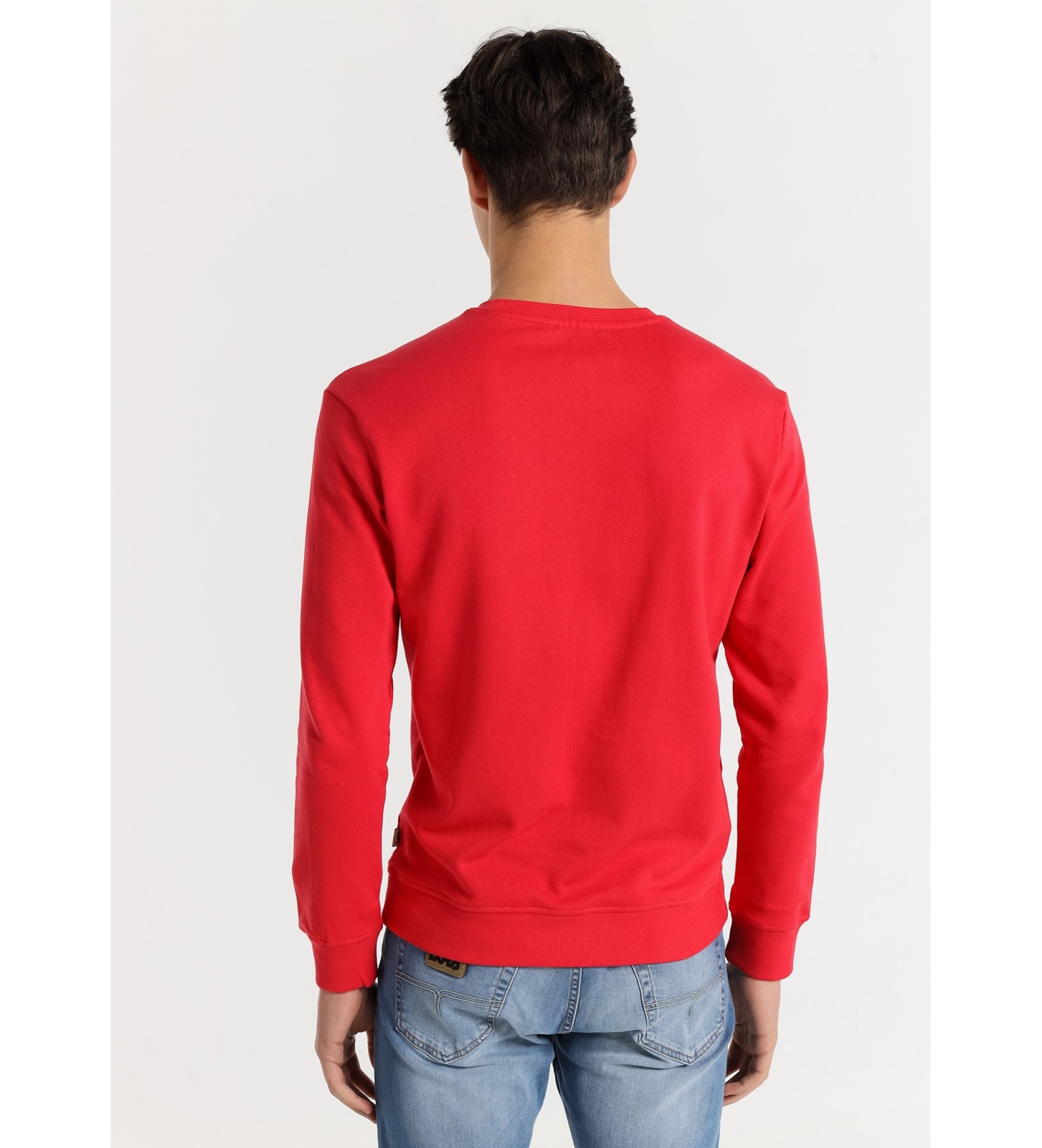 Lois Jeans Felpa girocollo basic con testo stampato sul petto rosso