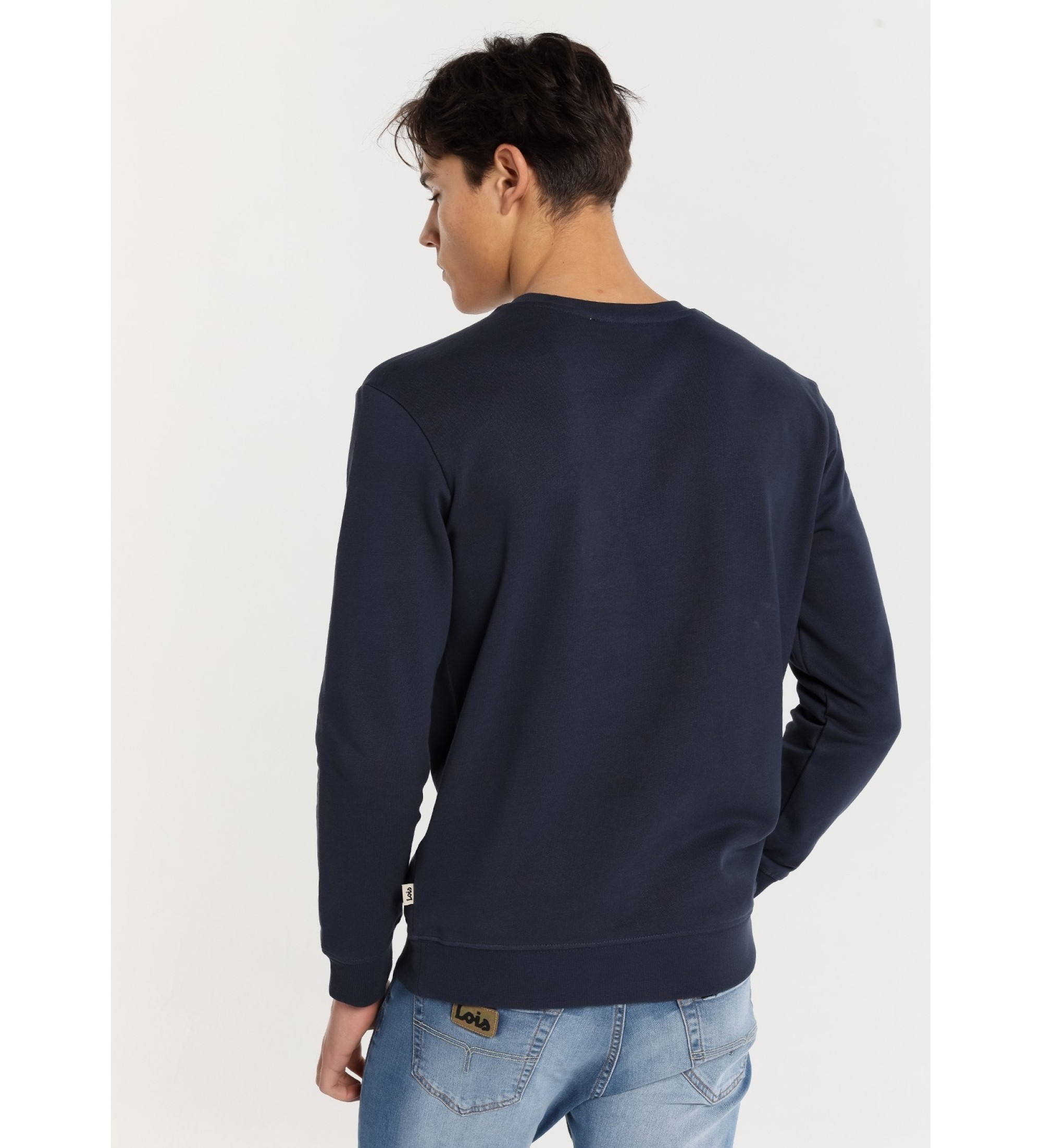 Lois Jeans Sudadera basica cuello caja con texto impreso en el pecho marino