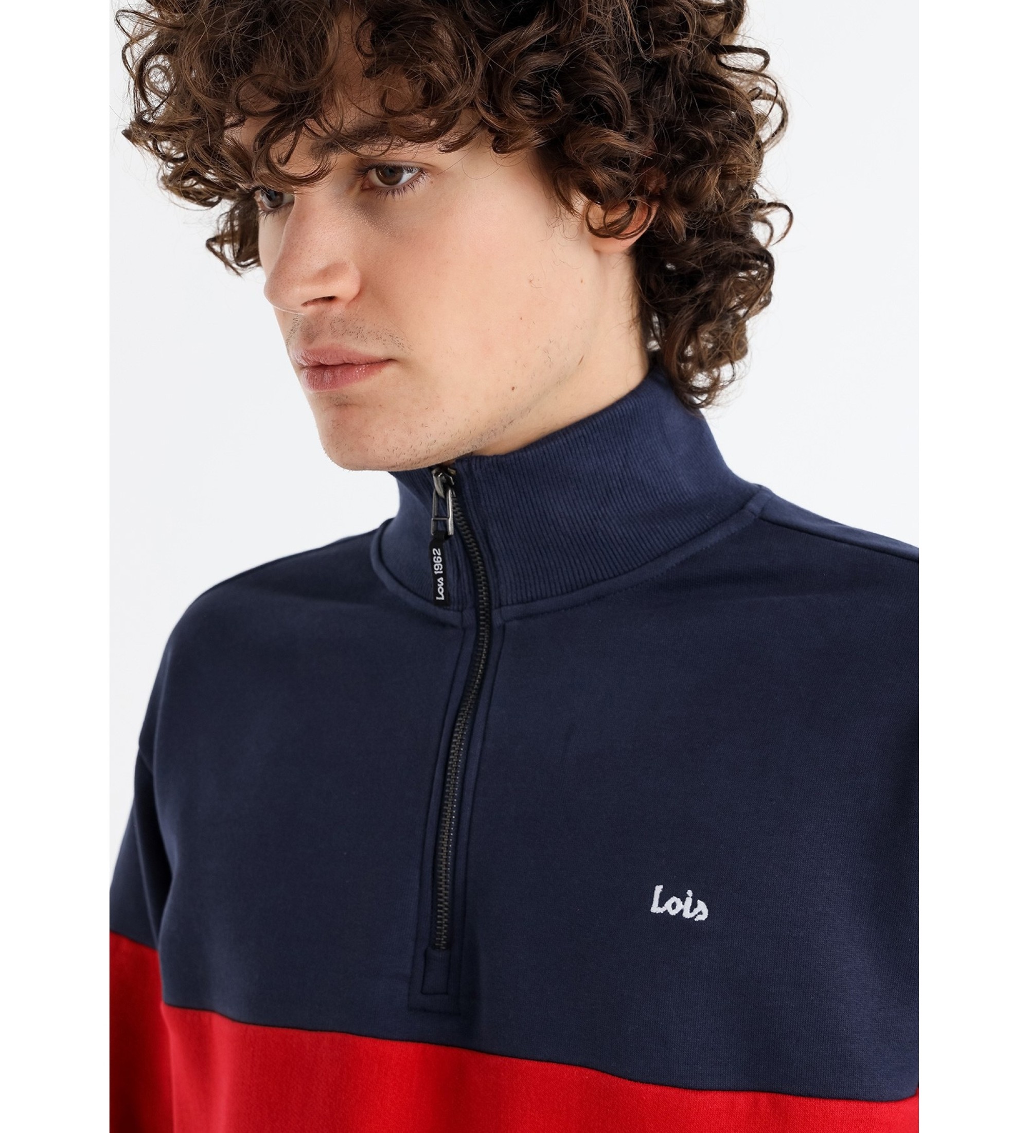 Lois Jeans Sweatshirt com fecho de correr perkins vermelho
