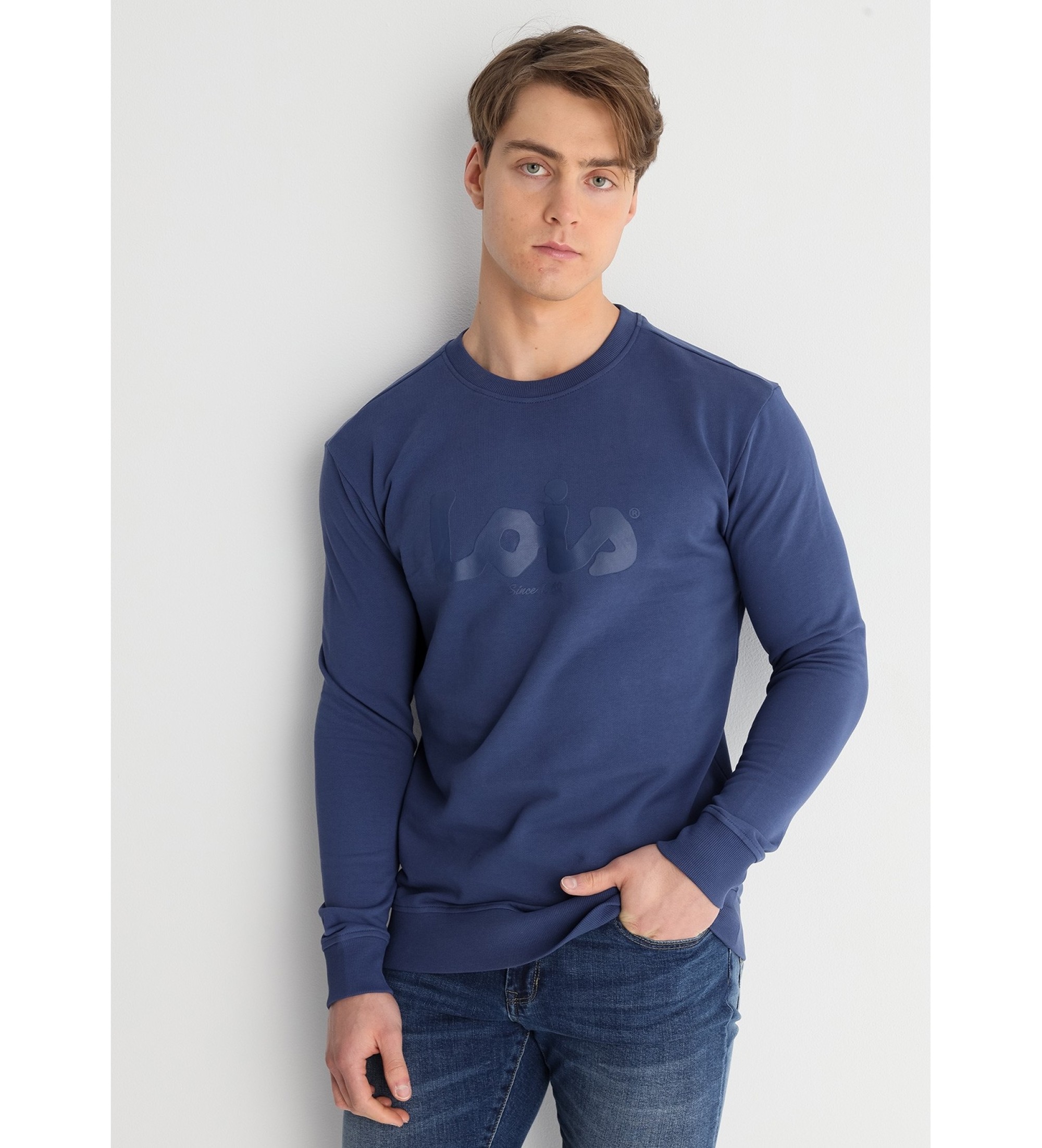 Lois Jeans Sweatshirt basique sans capuche imprimé bleu