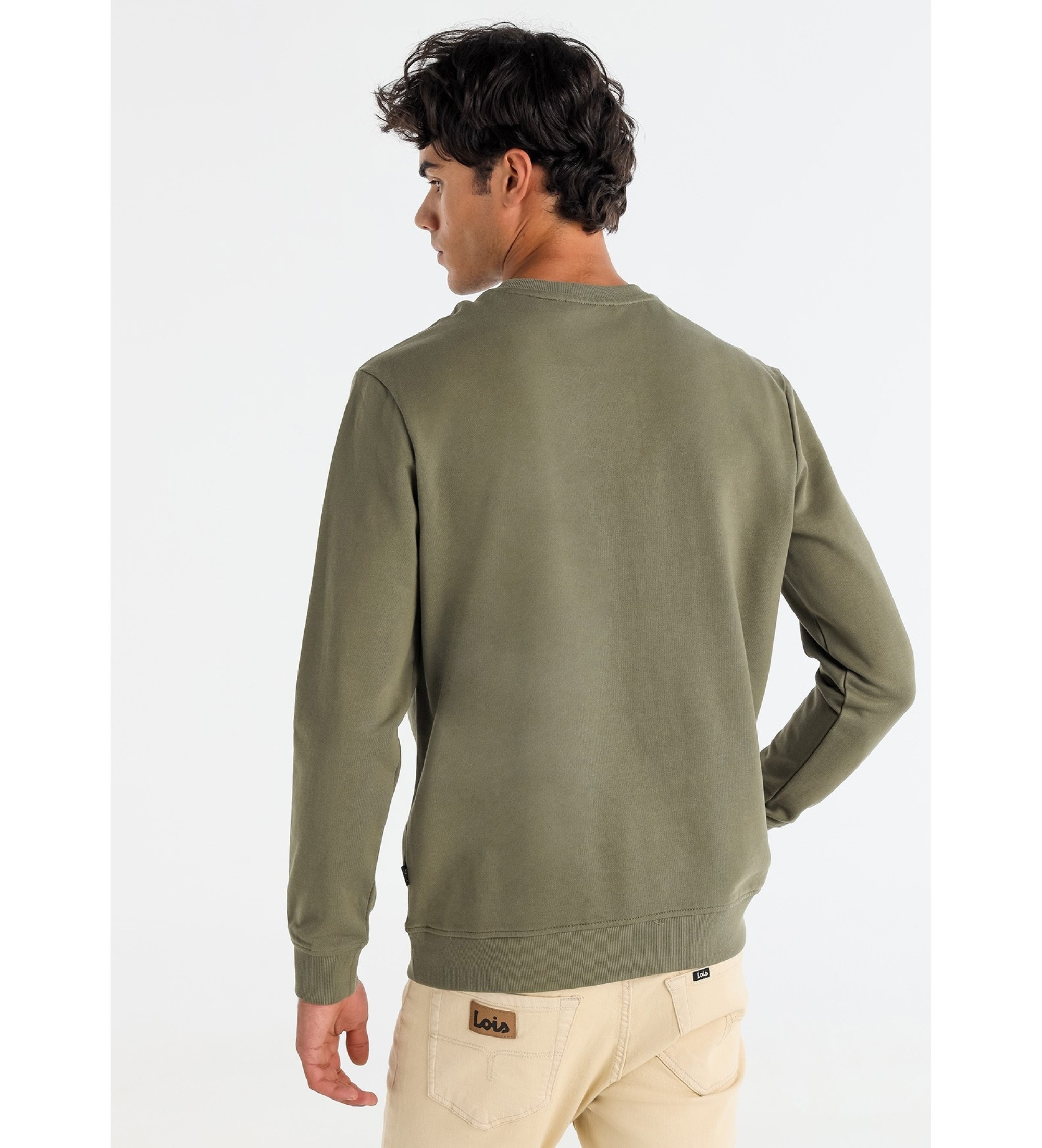 Lois Jeans Basic Sweatshirt Logo-Puffdruck grün