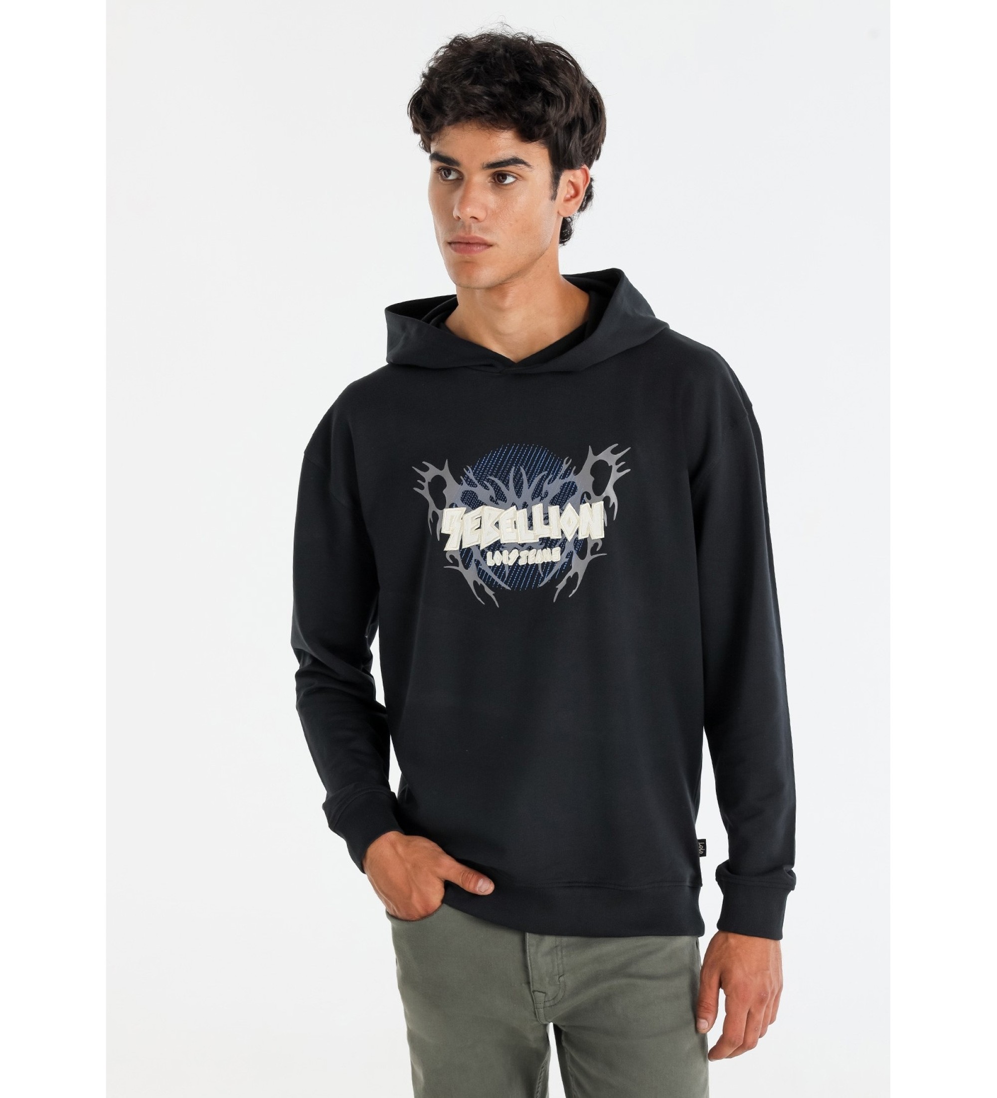 Lois Jeans Luvtröja med tribalgrafik svart