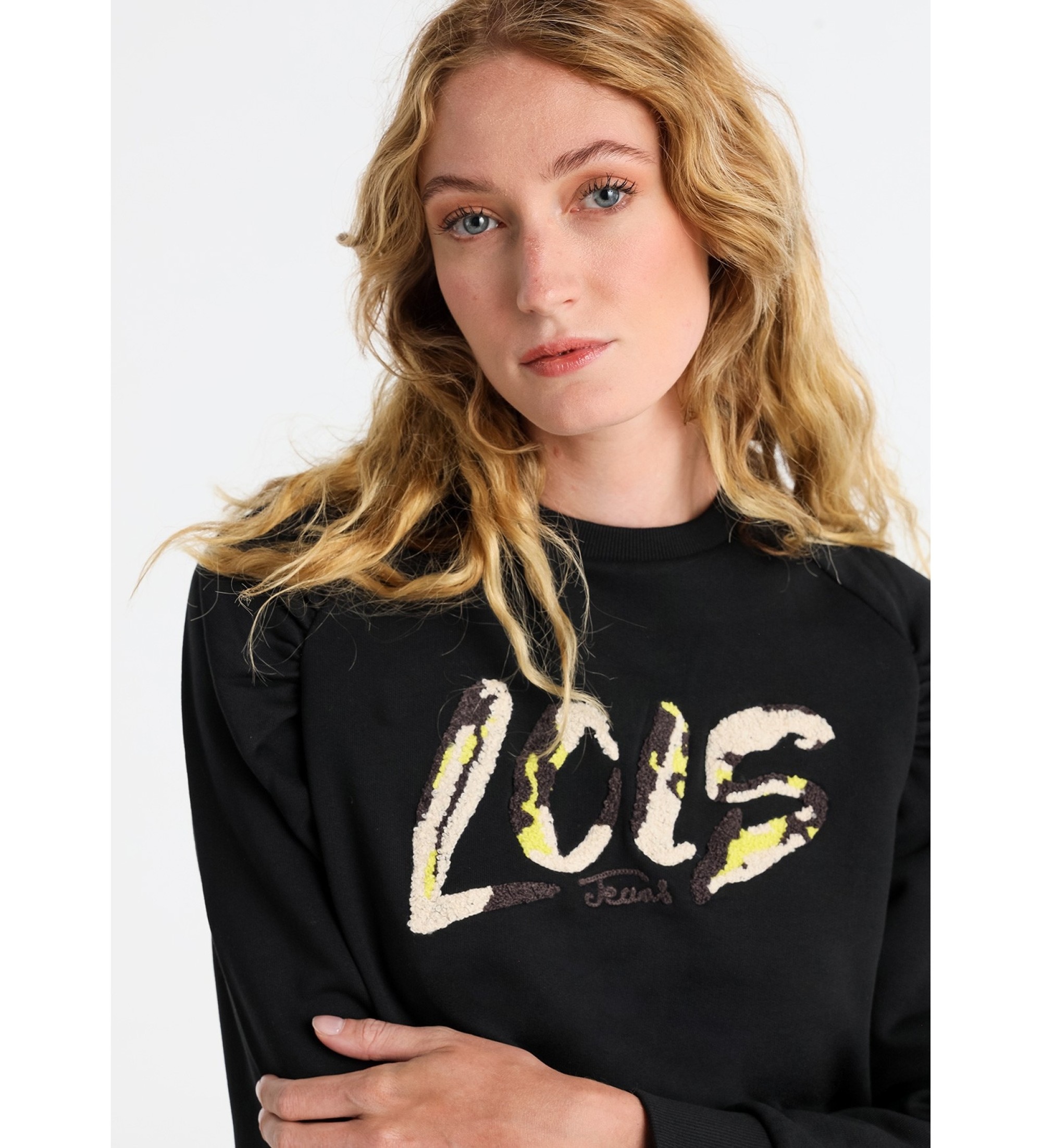 Lois Jeans Sweatshirt sem capuz com mangas raglan preta