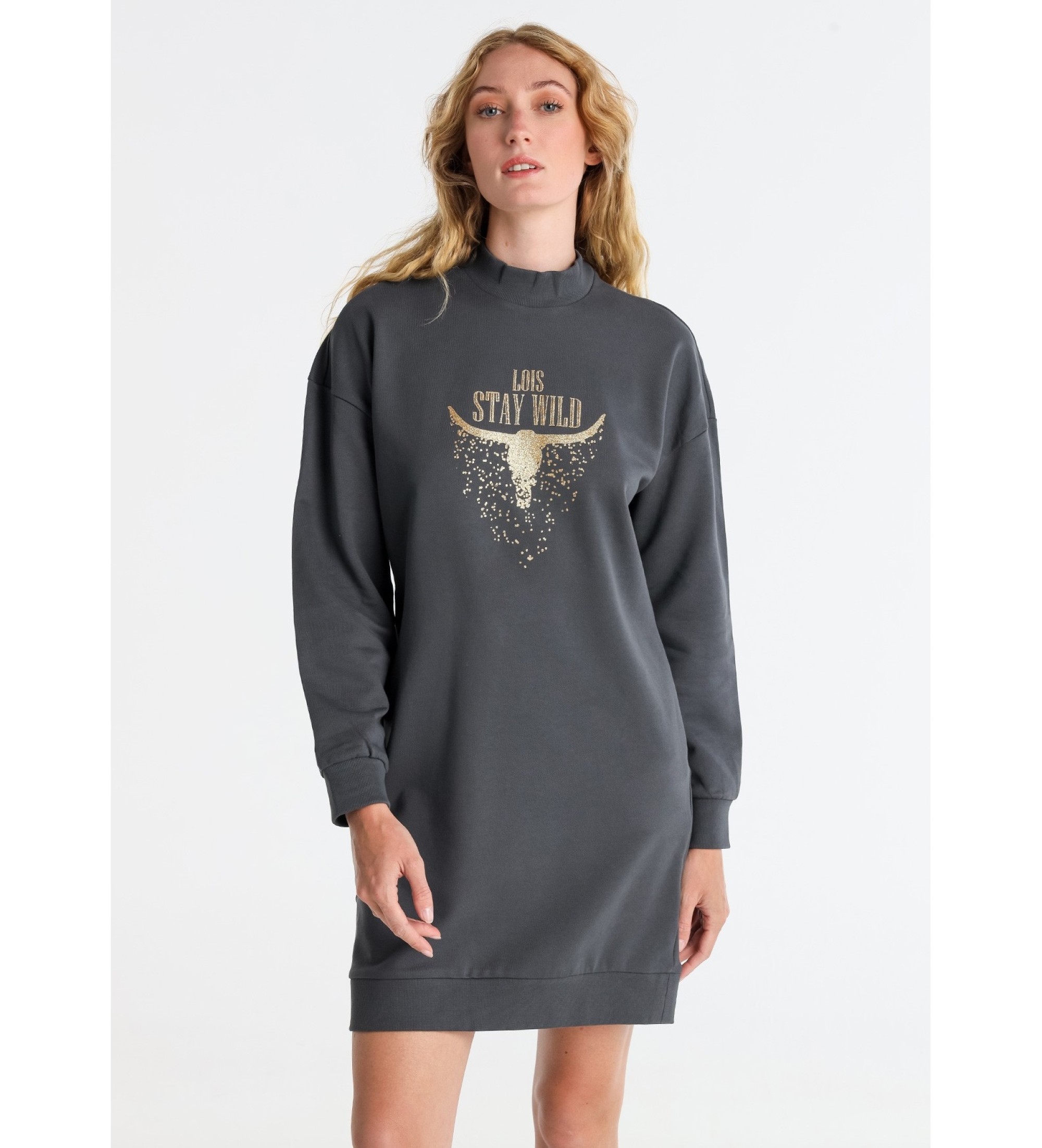 Lois Jeans Grijze Western-jurk