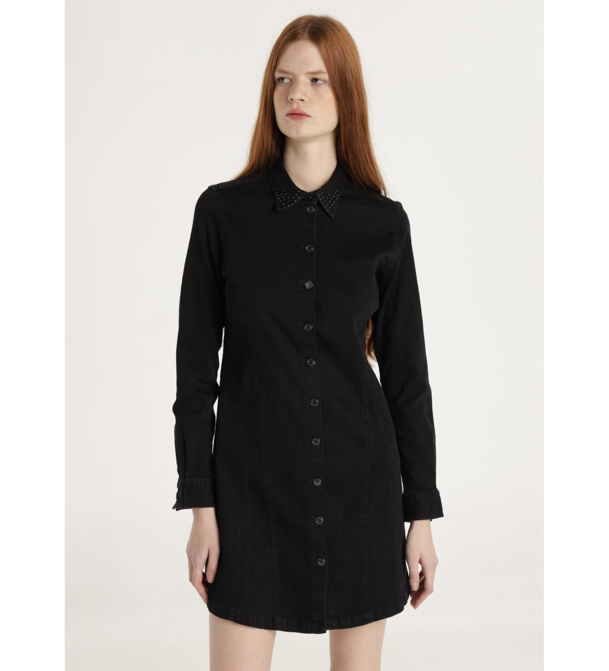 Lois Jeans Vestido curto de ganga com lavagem preta