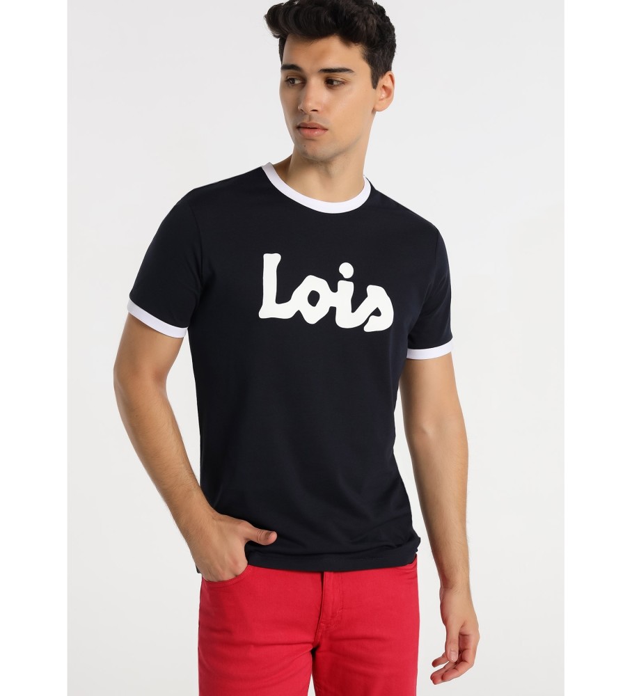 Lois Camiseta Manga Corta Rib Contrastes Logo marino