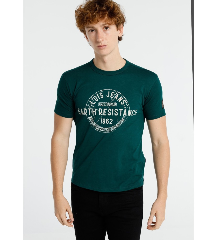 Lois T-Shirt de manga curta Slub com gráfico verde
