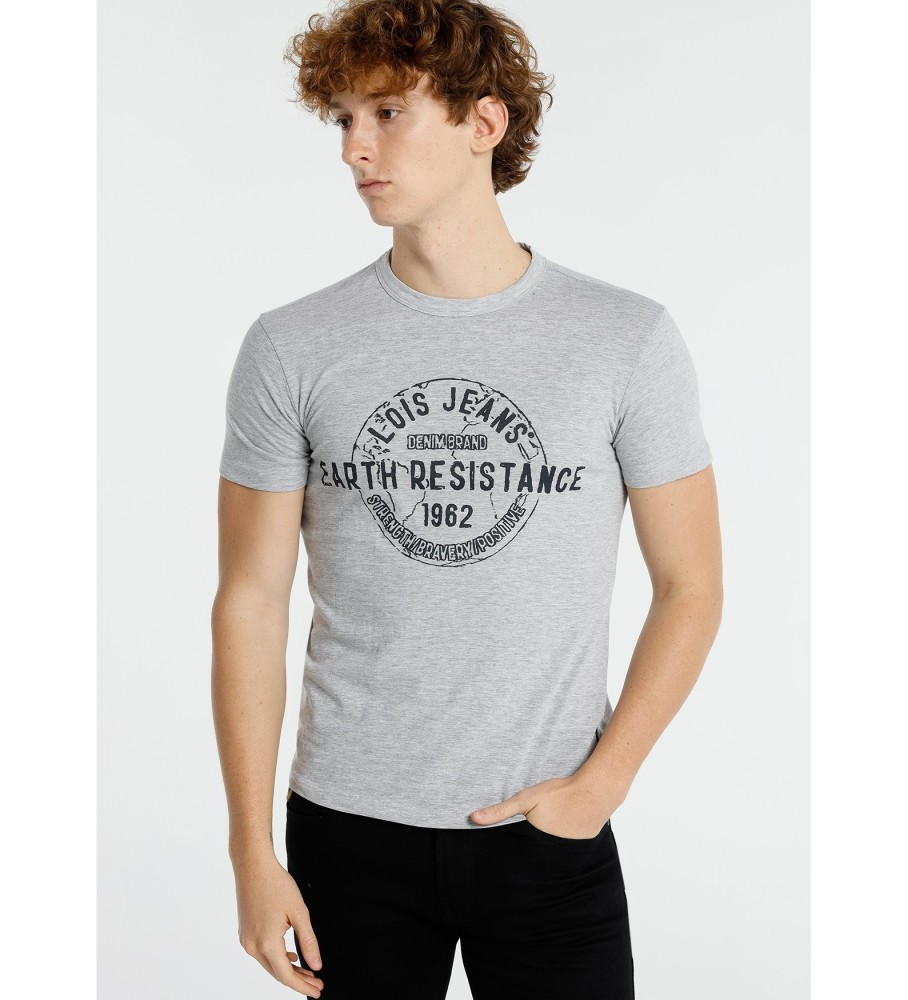 Lois T-Shirt à manches courtes Slub avec graphique gris