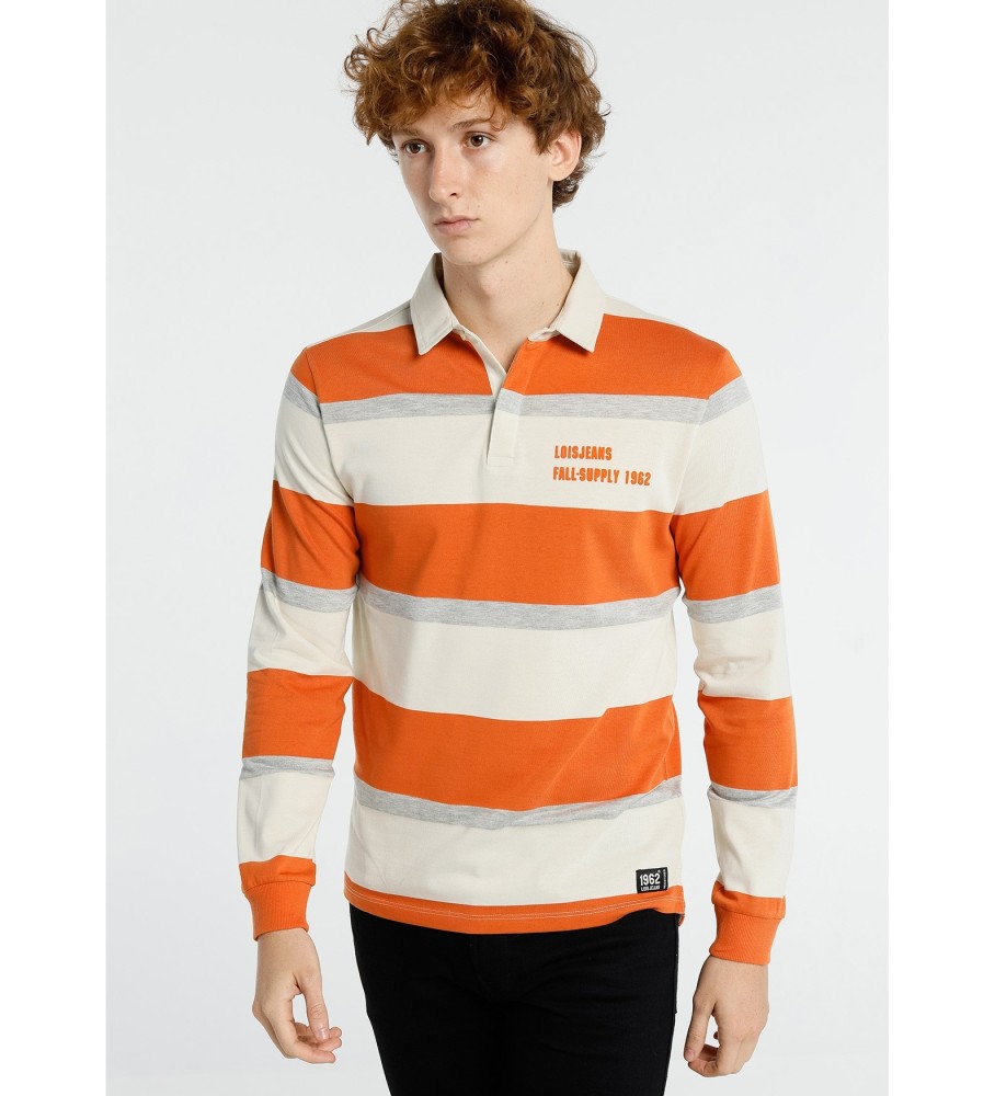 Lois Long Sleeve Polo Heavy Stripes orange