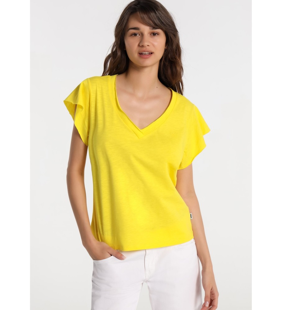 Lois T-shirt Lois Jeans - Coleira Slub Peak Collar amarela