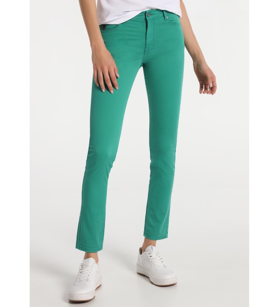 Lois Twill Color High Waist Skinny Fit Pants green