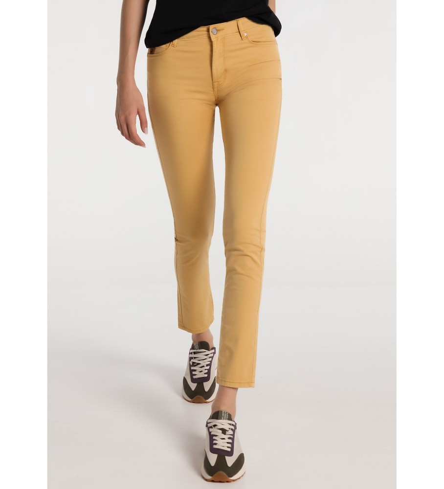 Lois Pants Twill Color High Waist Skinny Fit brown
