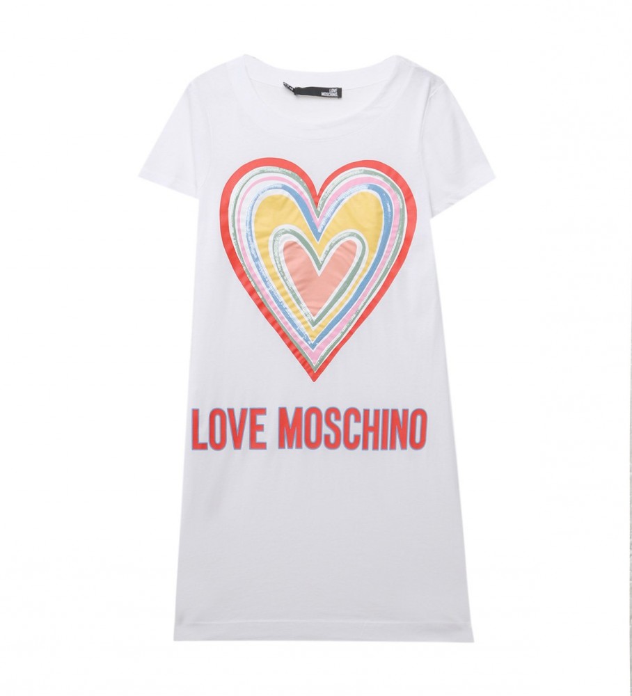 Love Moschino Robe en tricot à c?ur blanc