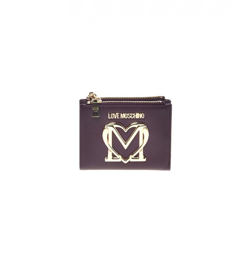 Love Moschino Fancy Heart Handle purple purse -12.5x10x3cm
