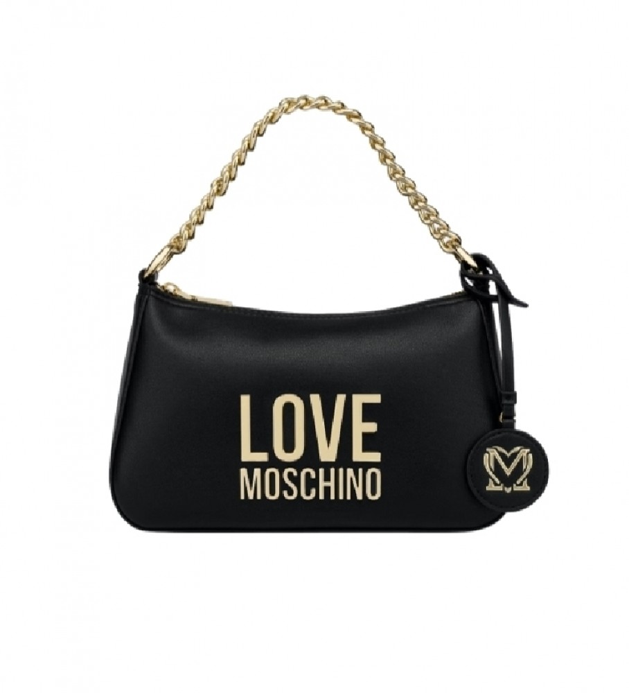 Love Moschino Borsa Hobo piccola con logo in metallo dorato