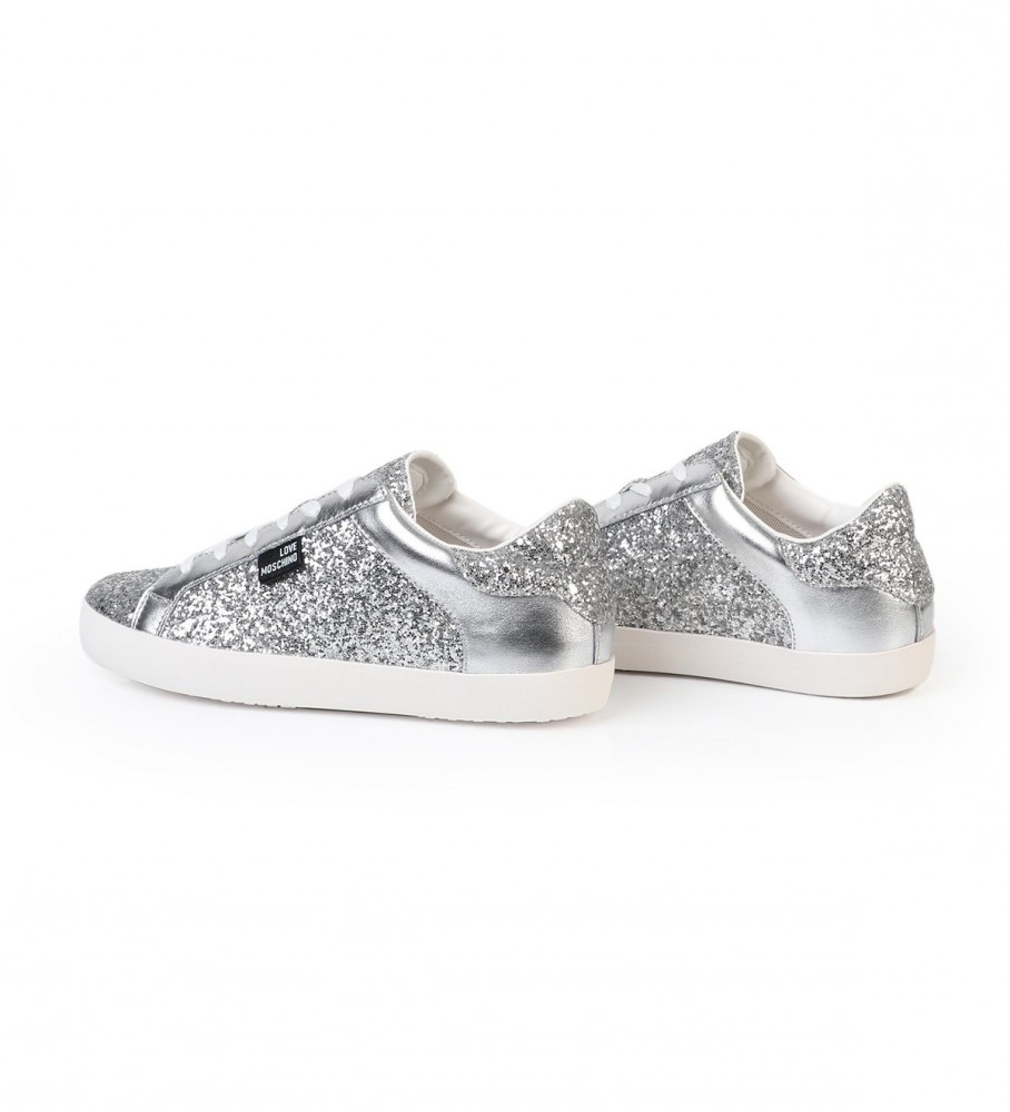 Love Moschino Grey glitter sneakers - Esdemarca Store fashion, footwear and  accessories - best brands shoes and designer shoes