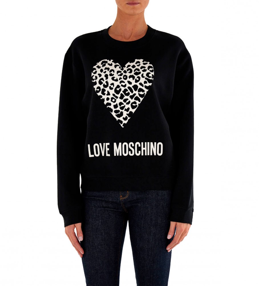 Love Moschino Maglia nera con logo animalier