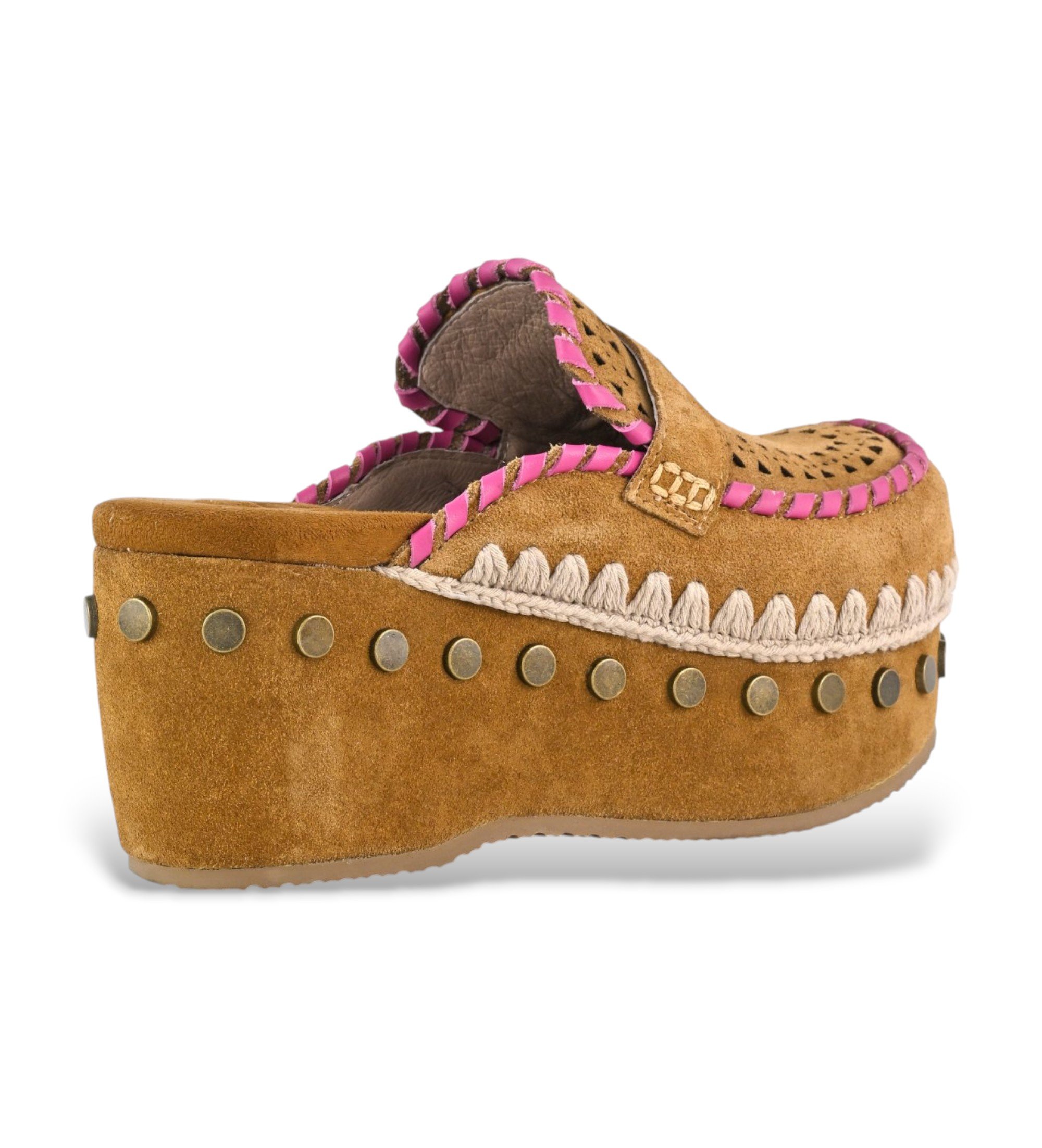 Suela Esparto Zuecos De Plataforma De Esparto Y Gamuza Marrón