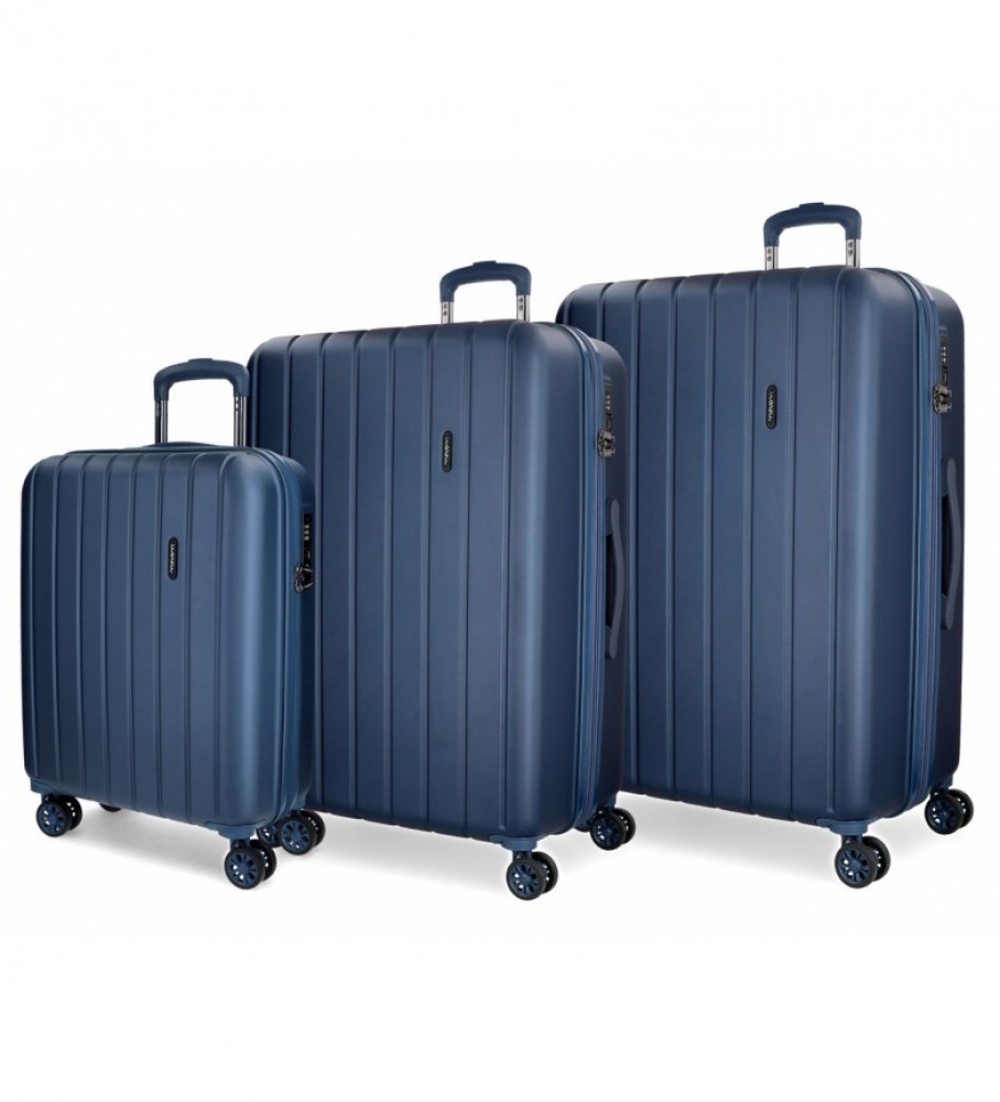 Movom Madeira Movom bagagem conjunto rígido 55-65-75cm Azul Navy