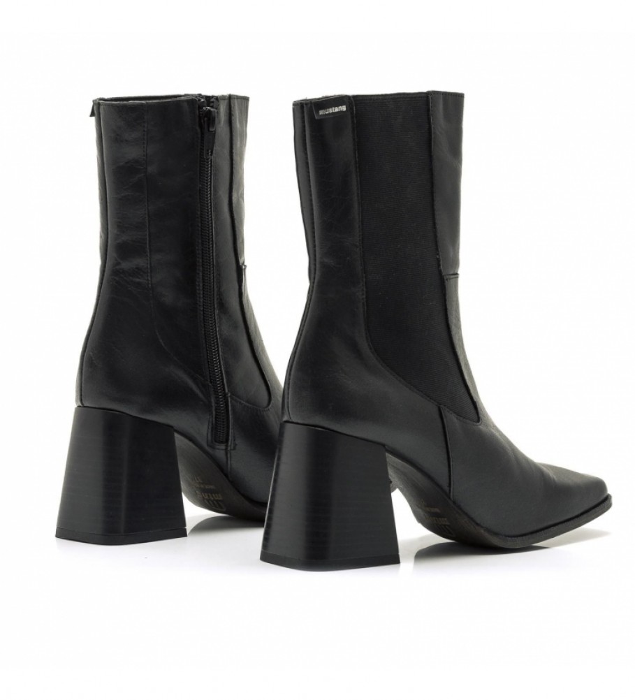 Mustang Botines de piel Portya negro -Altura tacón: 7,5cm- - Tienda  Esdemarca moda, calzado y complementos - zapatos de marca y zapatillas de  marca