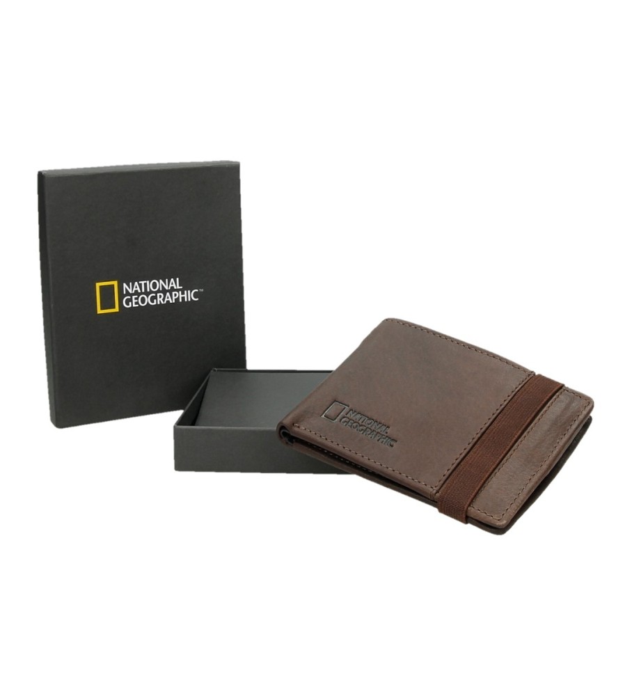 National Geographic Leather wallet Rock brown -2X10,5X8Cm