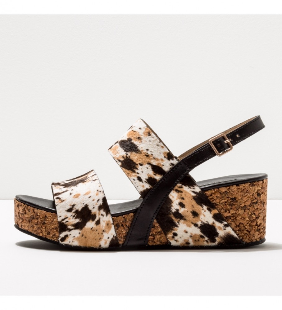 NEOSENS Leather sandals S3222P Arroba animal print -Height of the wedge: 6,5cm- -Sandals in leather S3222P Arroba animal print -Height of the wedge: 6,5cm-