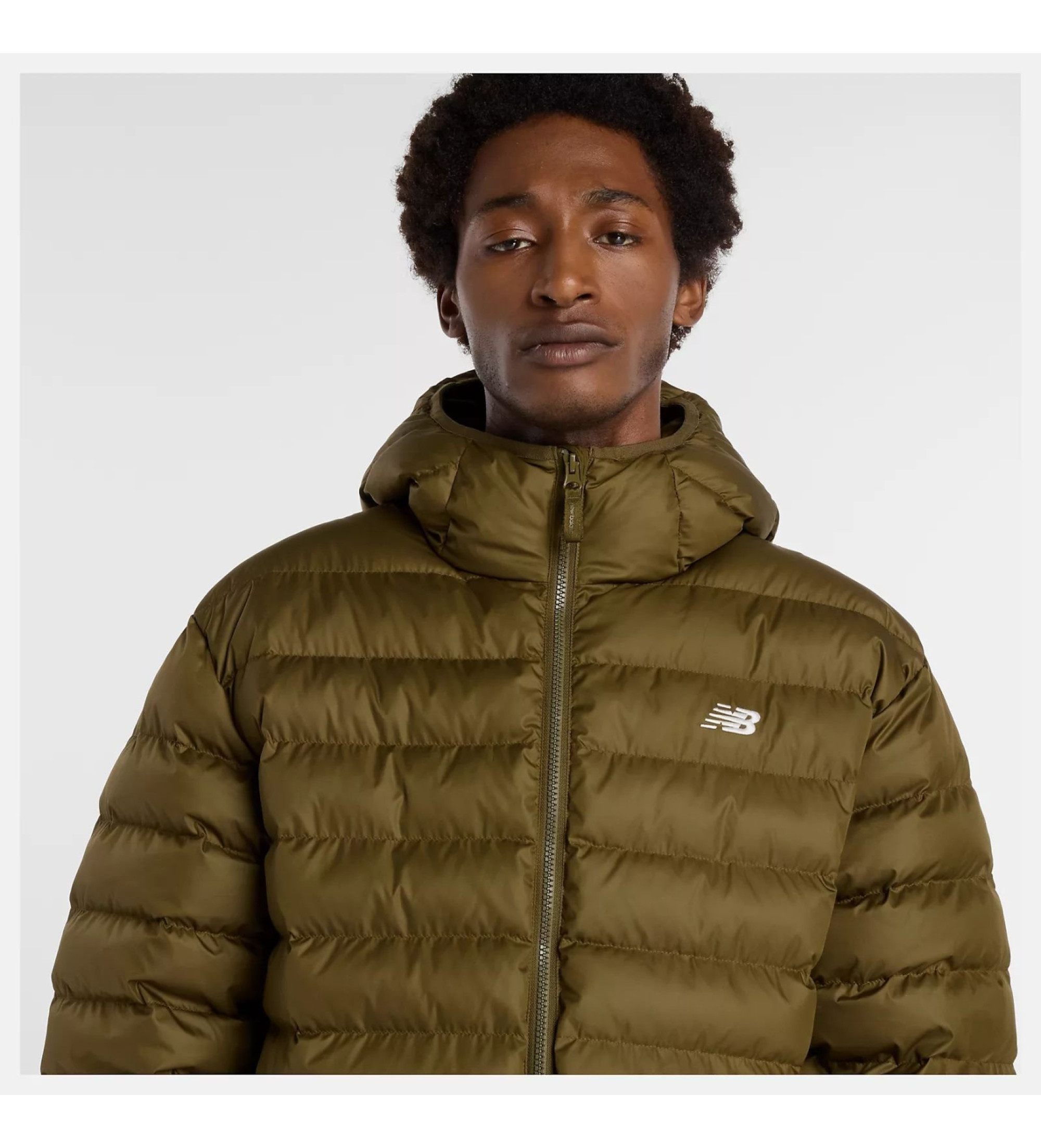 New Balance Sport Essentials Puffer-jakke med hætte, grøn New Balance Sport Essentials Puffer-jakke med hætte, grøn