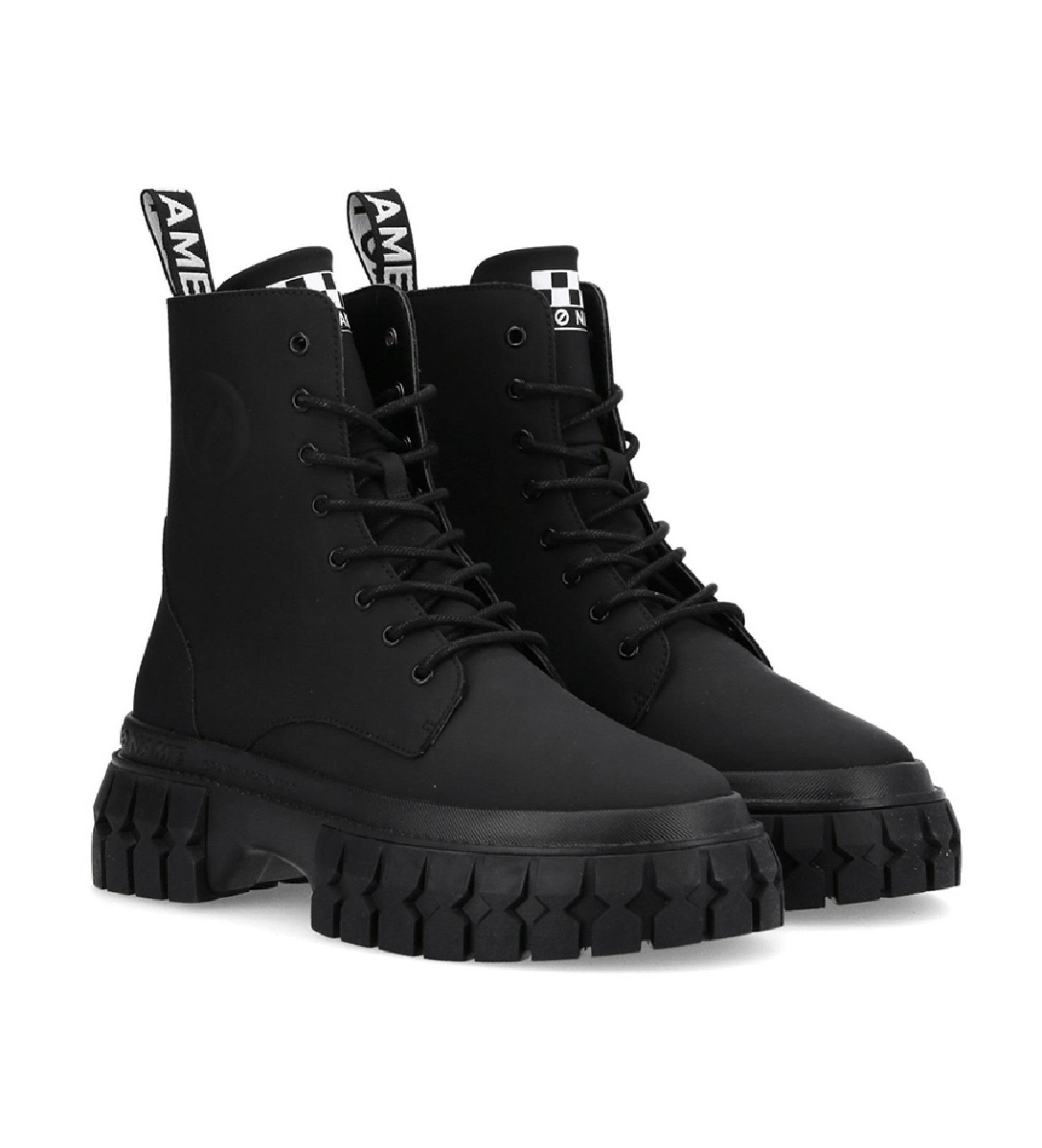 NO NAME Botins Gravity em pele preta com efeito de borracha