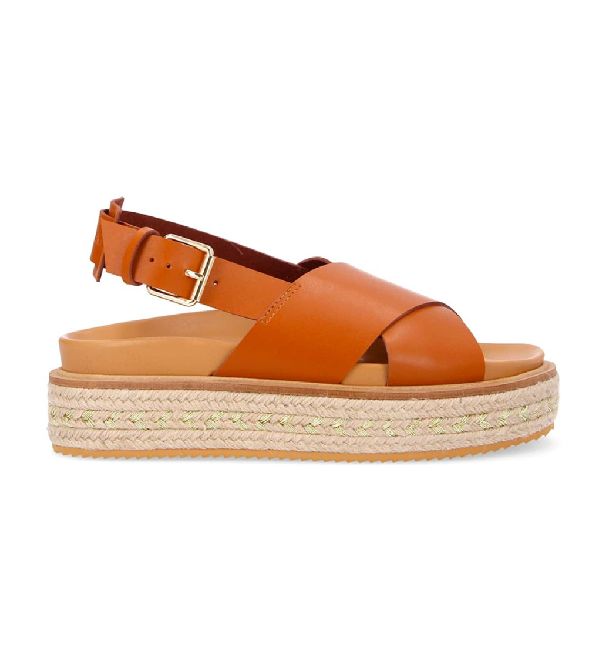 NO NAME Brown Suna leather platform sandals