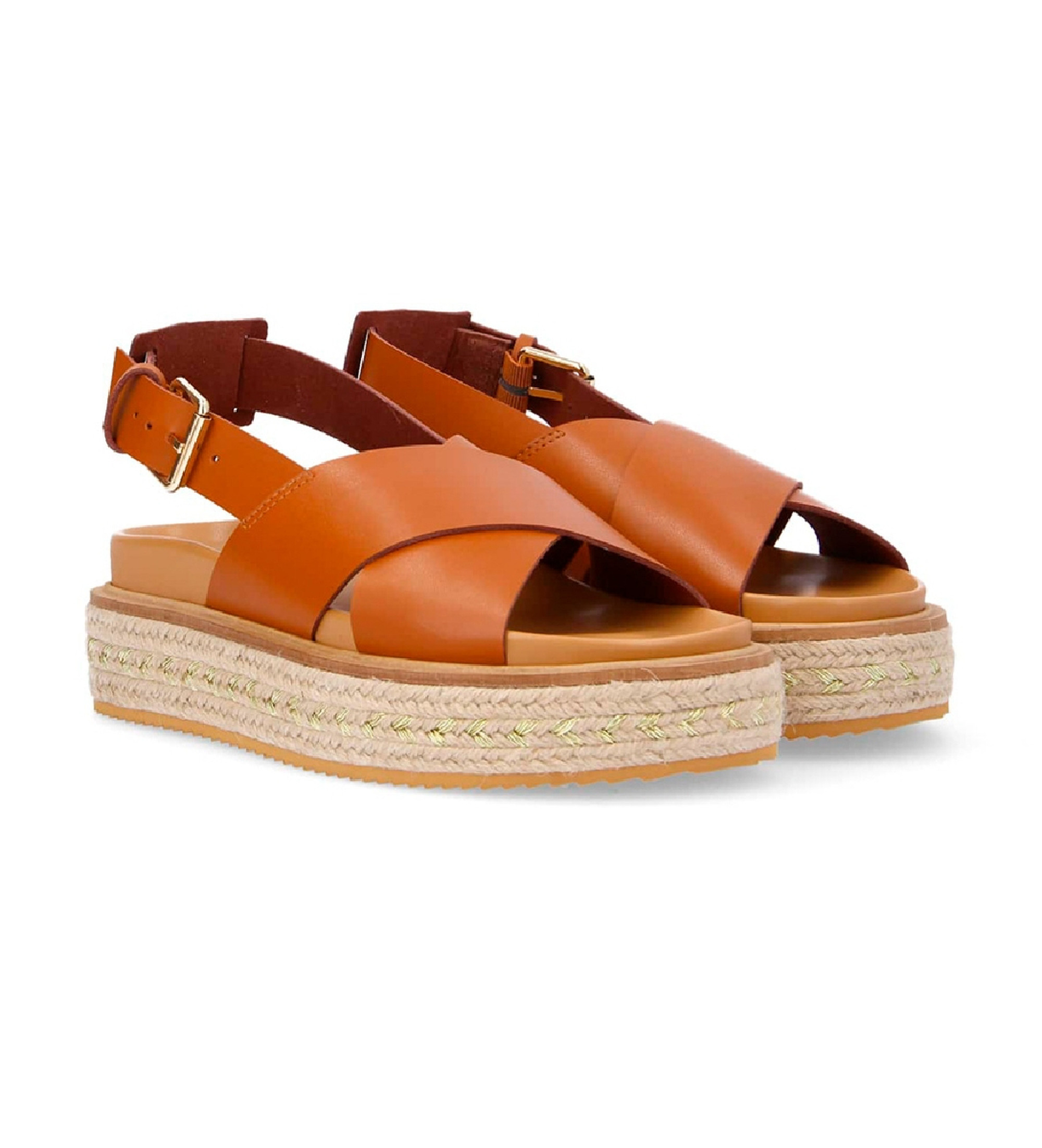 NO NAME Brown Suna leather platform sandals