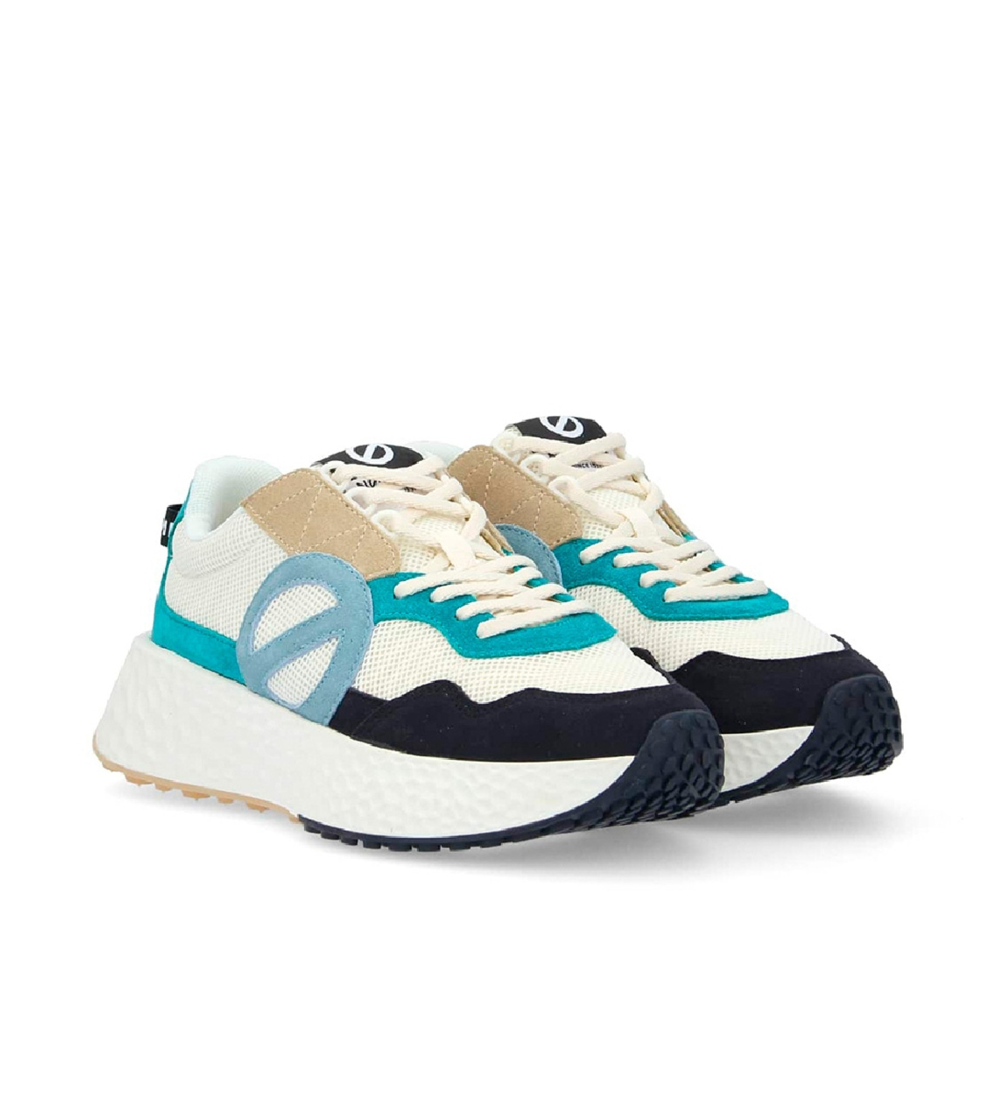 NO NAME Baskets en cuir Carter Jogger combines  une maille recycle et  un logo surdimensionn blanc, bleu