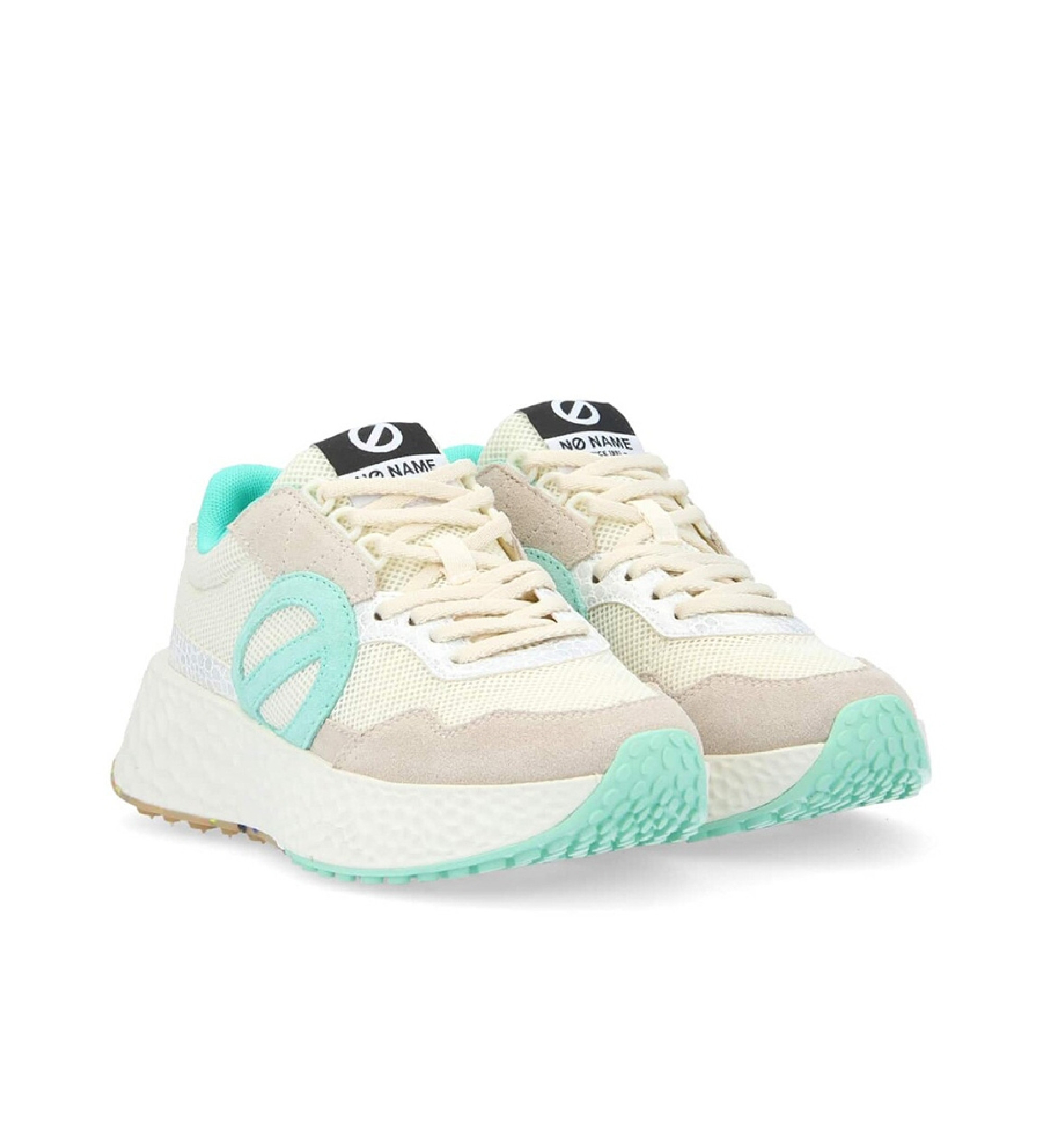 NO NAME Zapatillas de piel de malla reciclada Carter Jogger con logotipo oversize beige, turquesa
