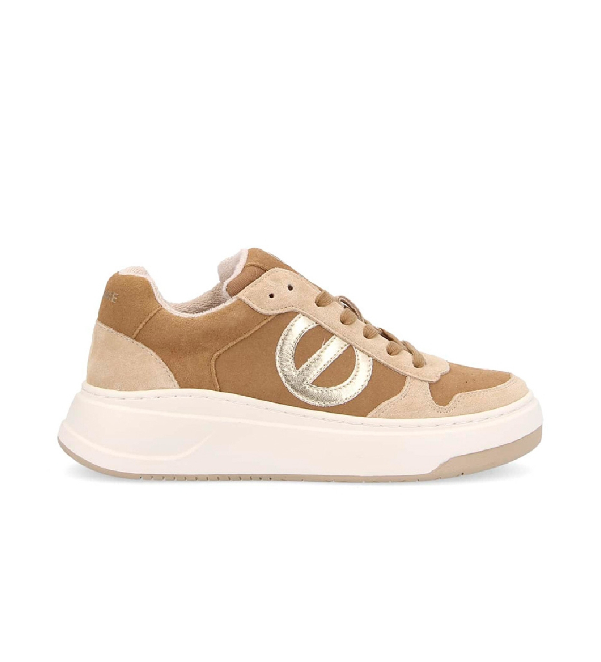 NO NAME Bridget leather trainers with logo XXL brown