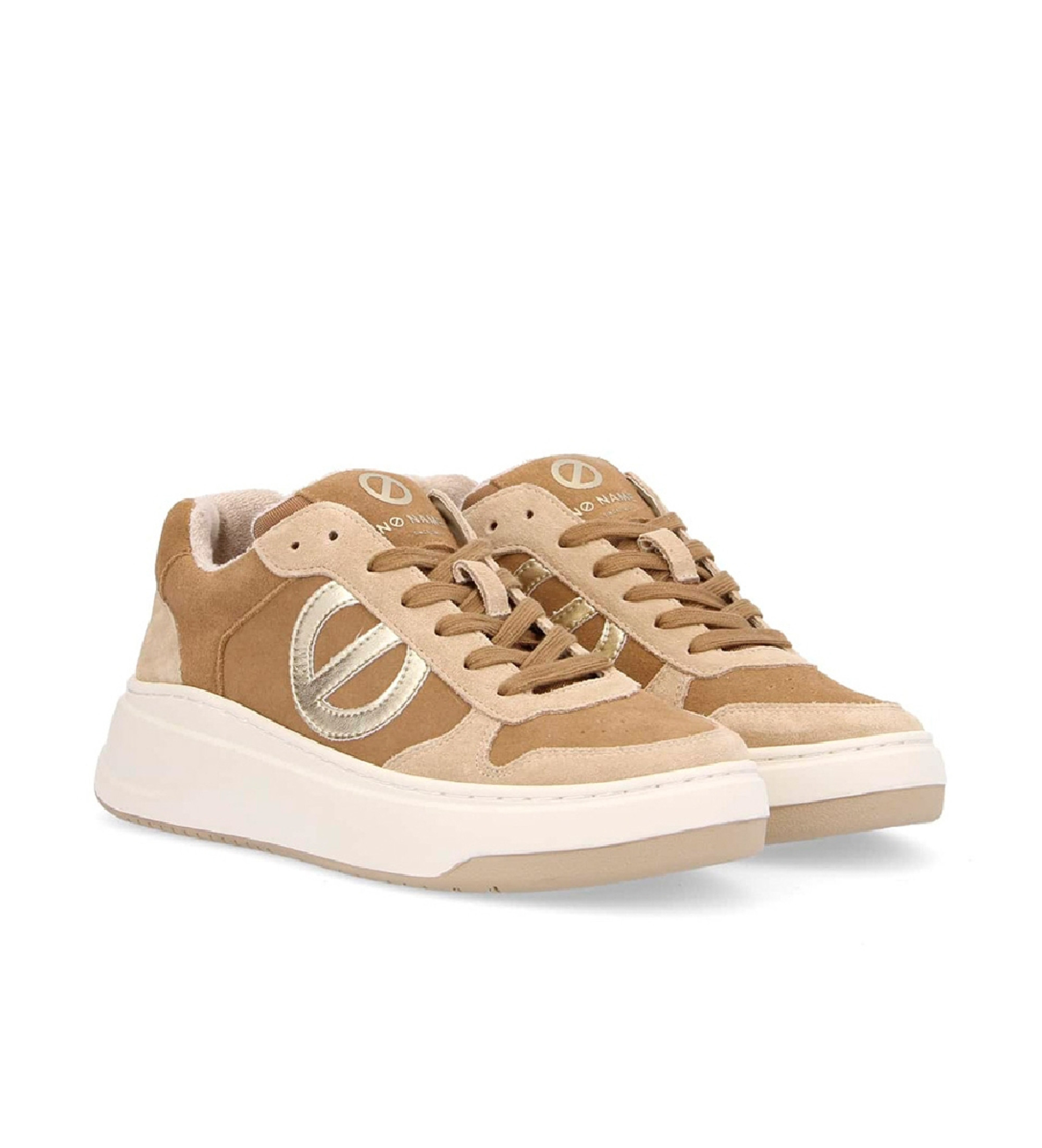 NO NAME Bridget leather trainers with logo XXL brown