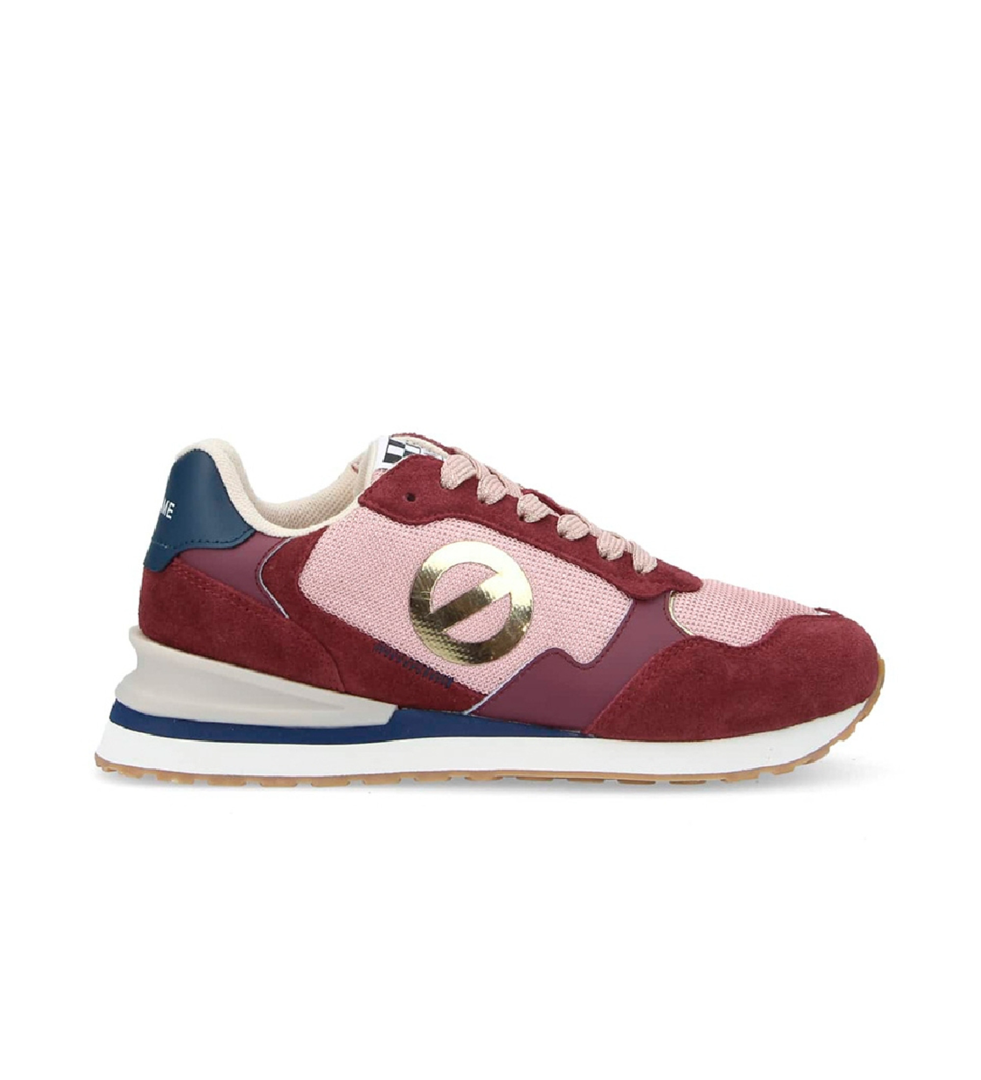 NO NAME Zapatillas de piel y lona Tova Runner con suela ligera granate