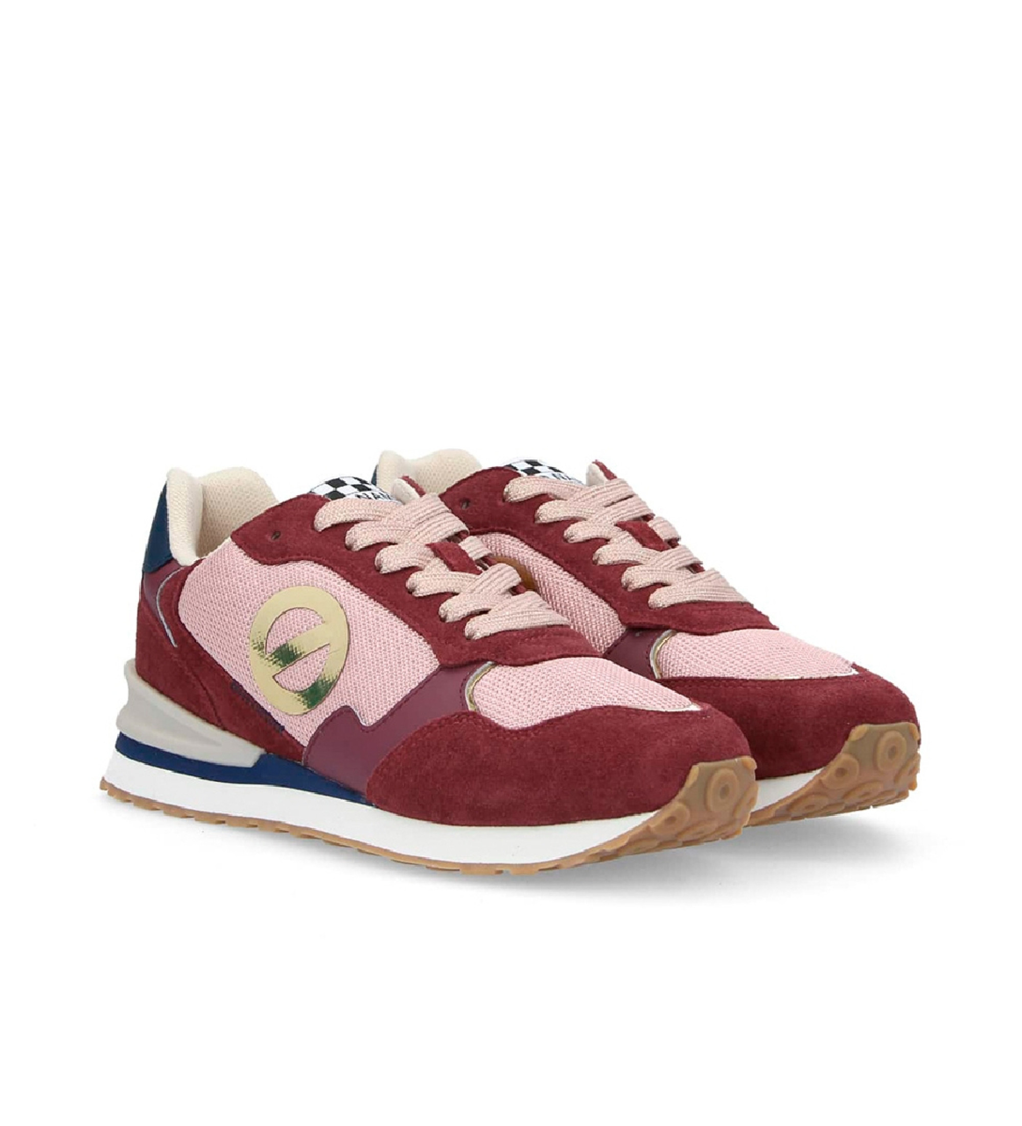 NO NAME Zapatillas de piel y lona Tova Runner con suela ligera granate