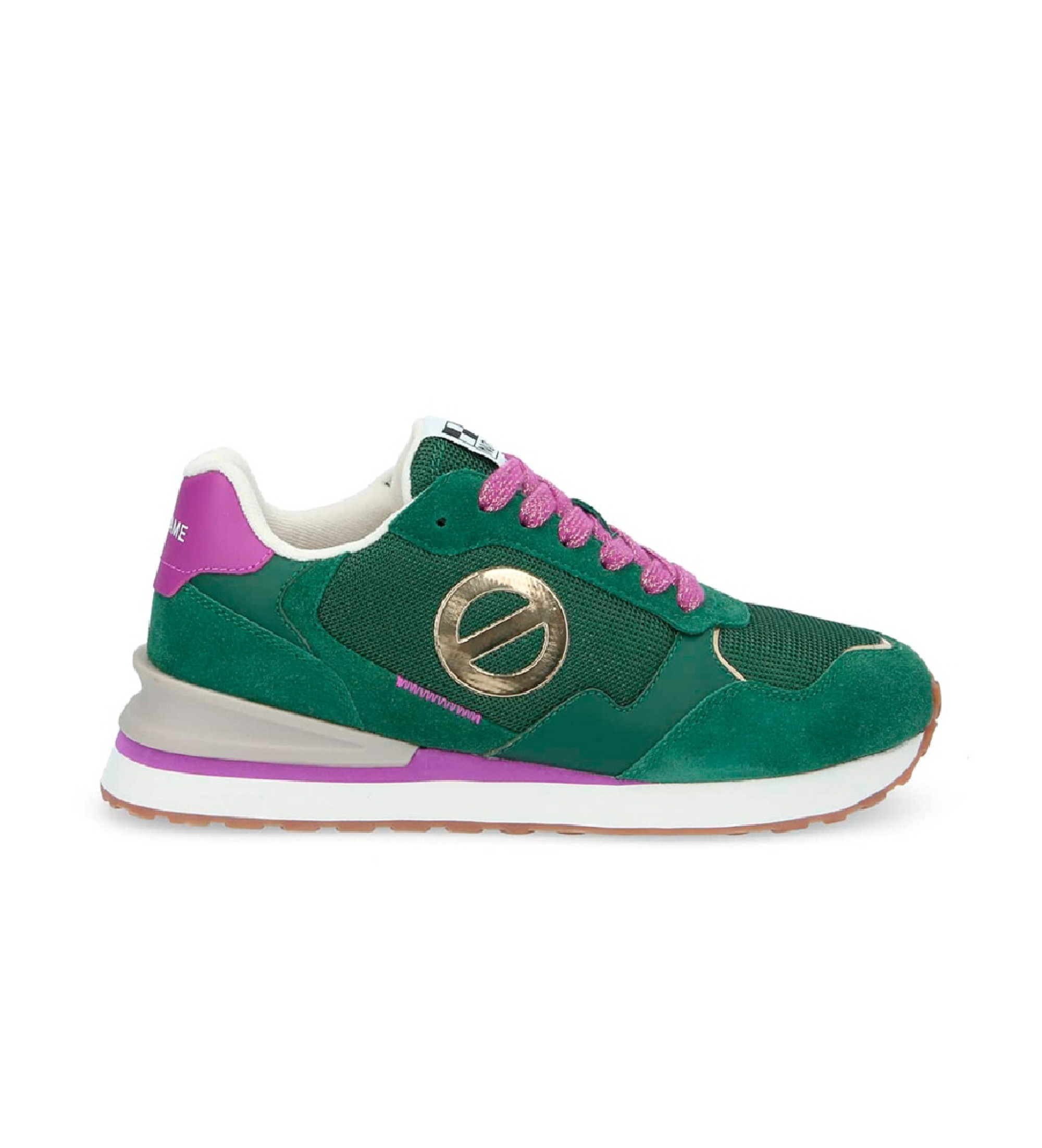 NO NAME Tova Runner leren en canvas sportschoenen met lichtgroene zool