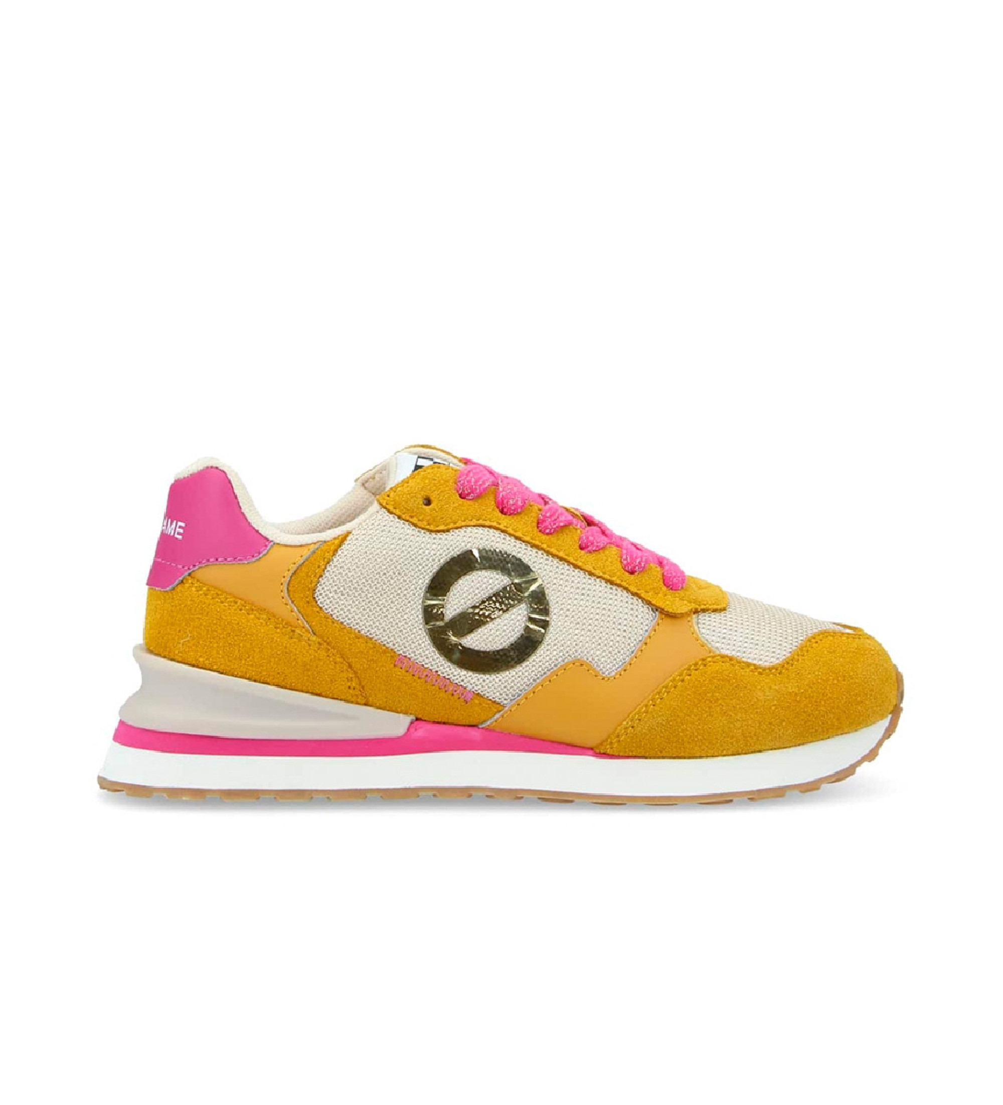 NO NAME Zapatillas de piel  y lona Tova Runner con suela ligera mostaza