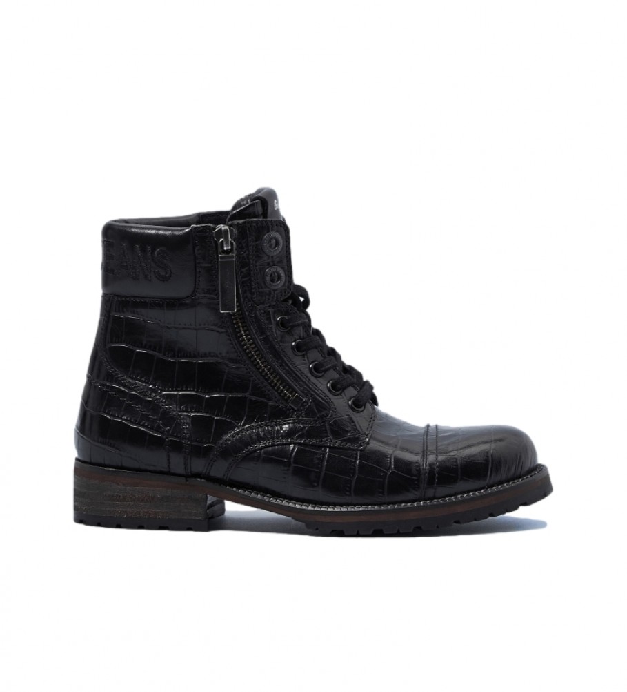 Pepe Jeans Stivaletti in pelle nera Melting Paddy