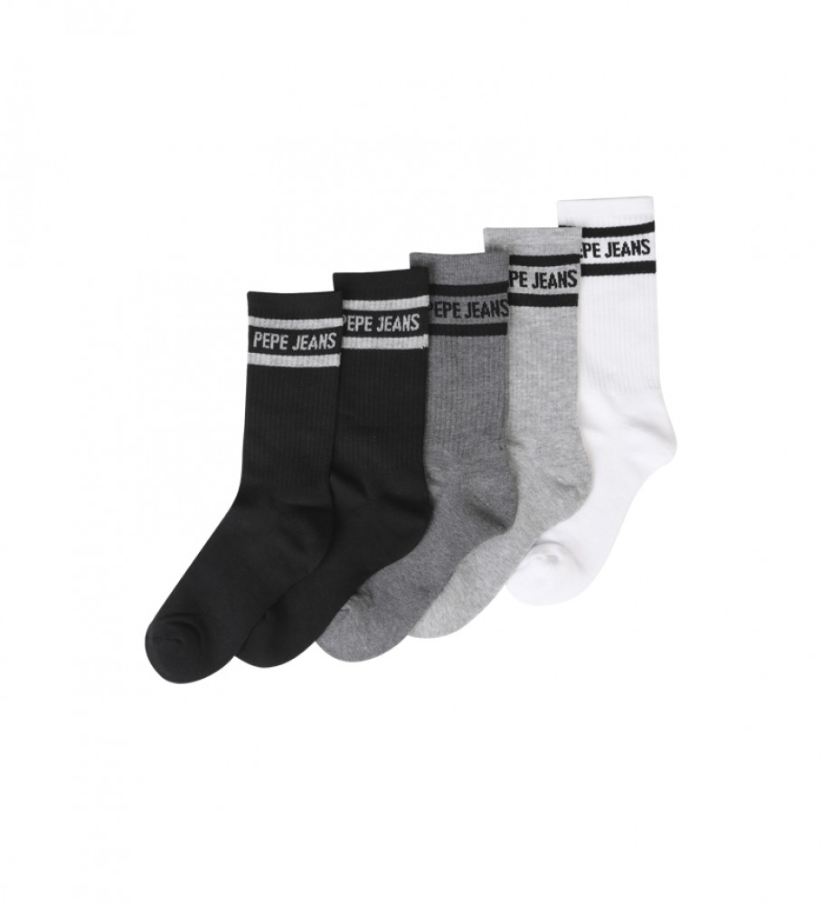 Pepe Jeans Pack of 5 Tristam socks black, gray, white  