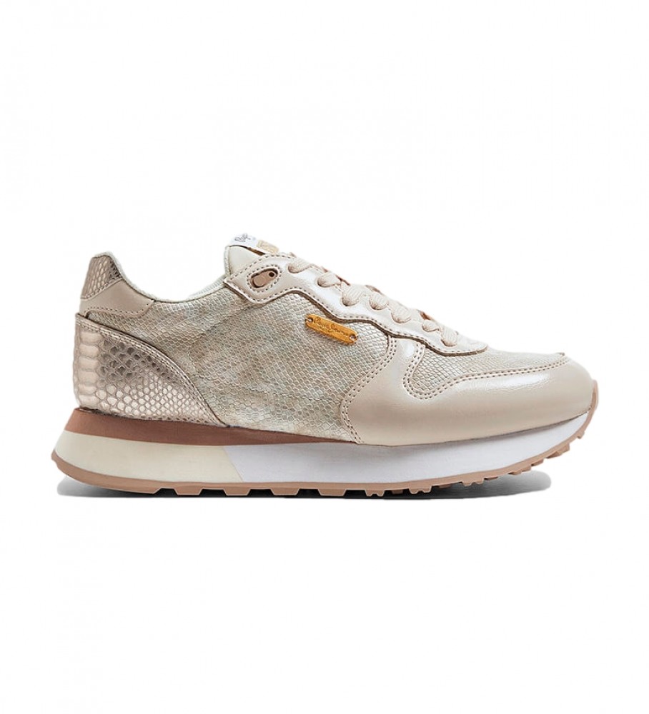Pepe Jeans Sneakers Dover Snake con stampa animalier, beige