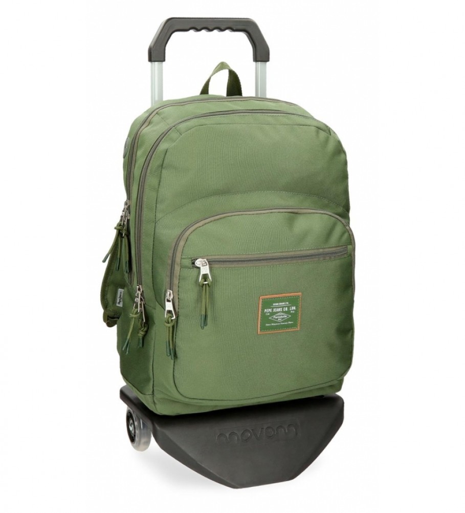 Pepe Jeans Backpack with car Pepe Jeans Cross double compartment Green Kaki -44x30,5x15cm-