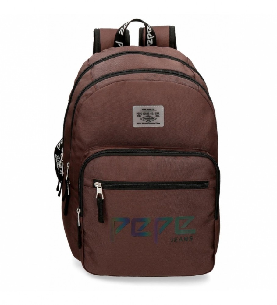 Pepe Jeans Backpack Double Zip Adaptable Pepe Jeans Osset brown -31x46x15cm