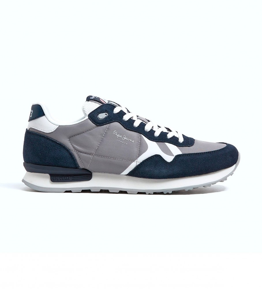 Pepe Jeans Britt Man Divided leather sneakers blue, grey