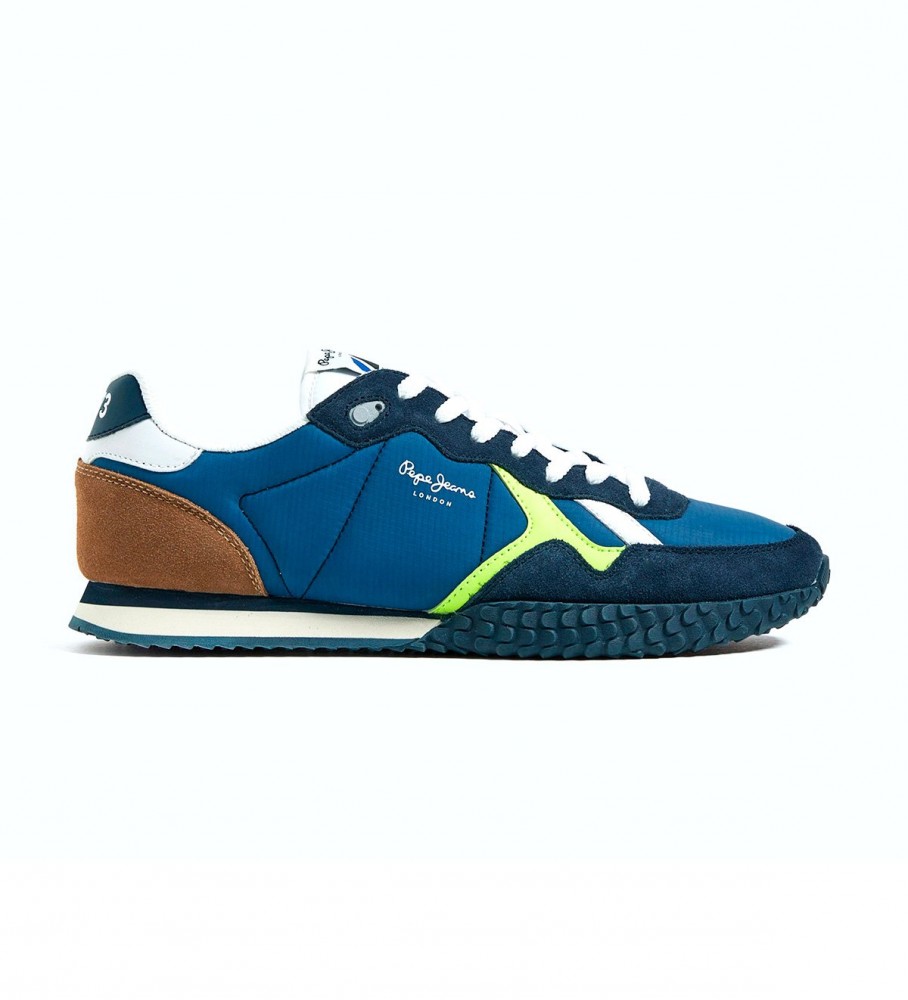 Pepe Jeans Chaussures en cuir Holland Series 1 bleu néon