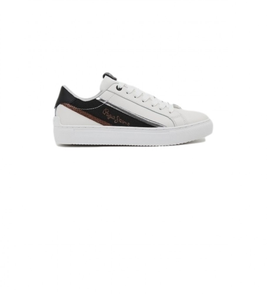 Pepe Jeans Adams Brand white leather sneakers