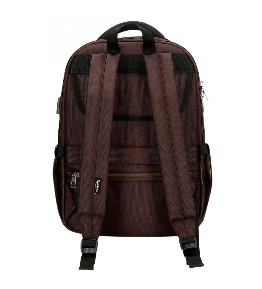 Pepe Jeans Zaino per laptop Horley con due scomparti marroni